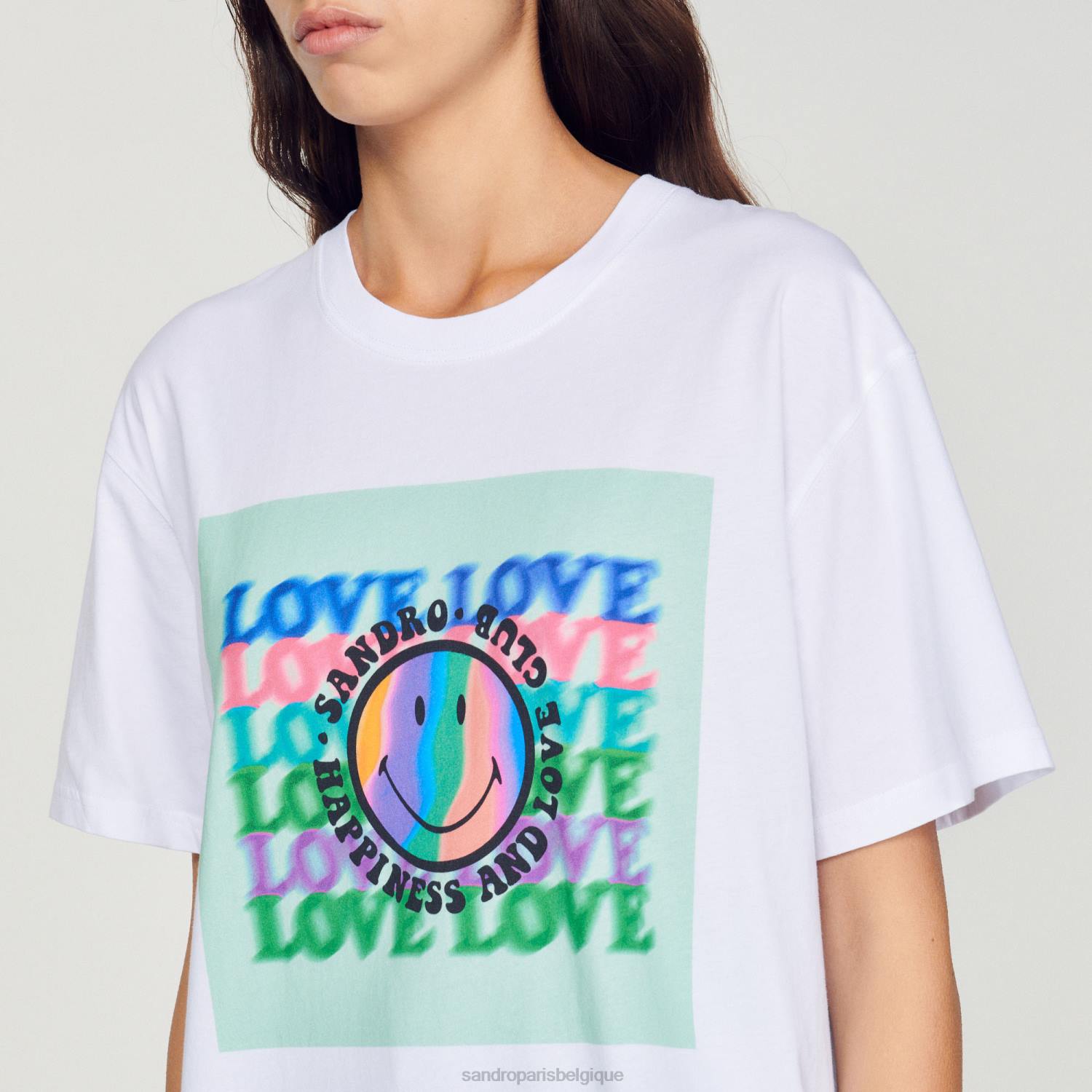 vêtements Sandro Paris t-shirt souriant blanc femmes XLXD209