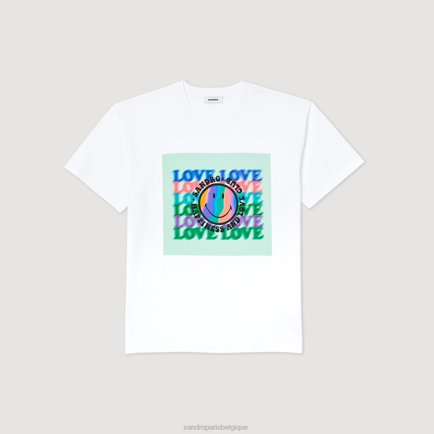vêtements Sandro Paris t-shirt souriant blanc femmes XLXD209