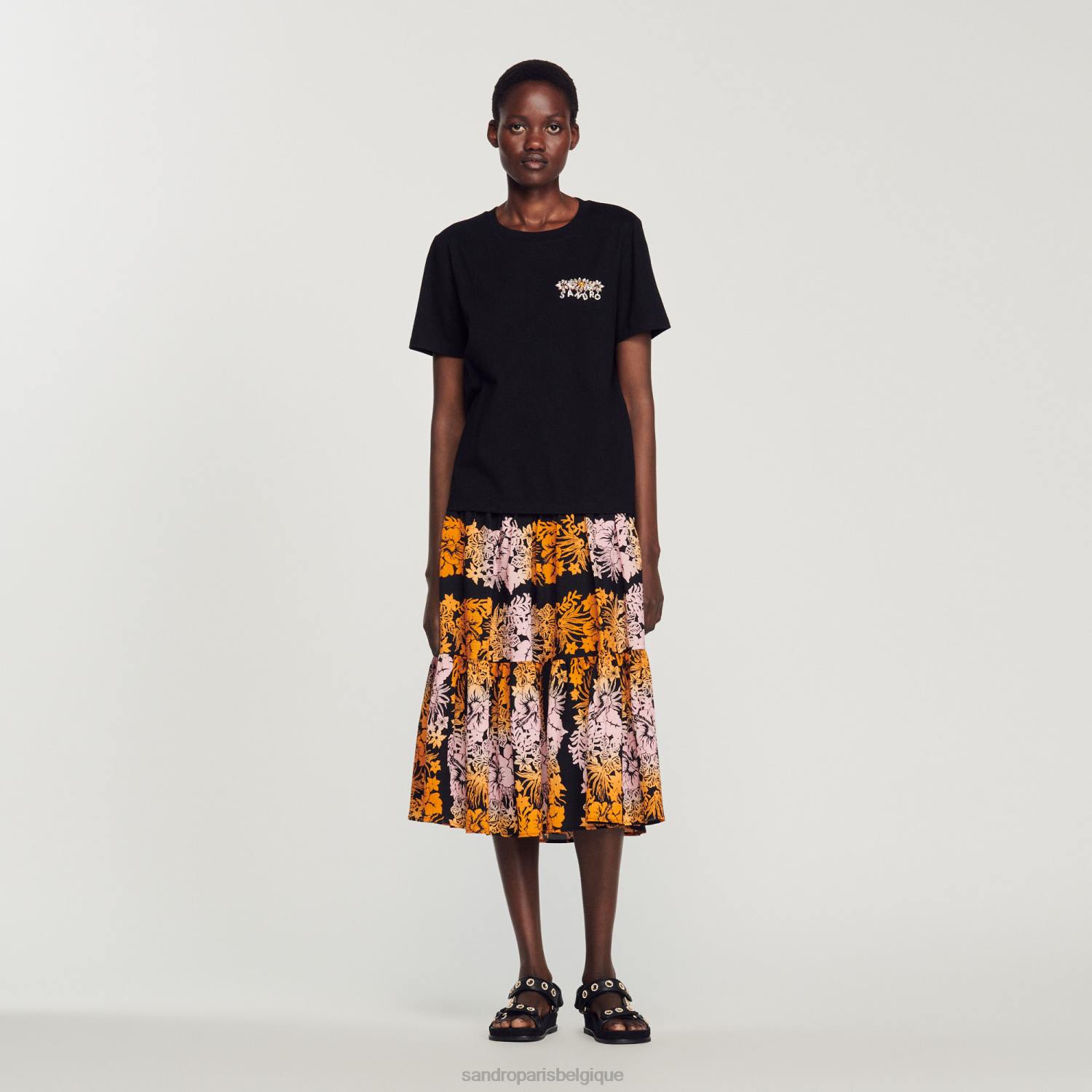 vêtements Sandro Paris t-shirt à strass noir femmes XLXD237