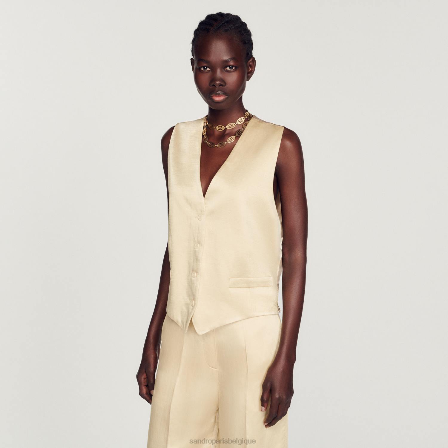 vêtements Sandro Paris gilet craie femmes XLXD365
