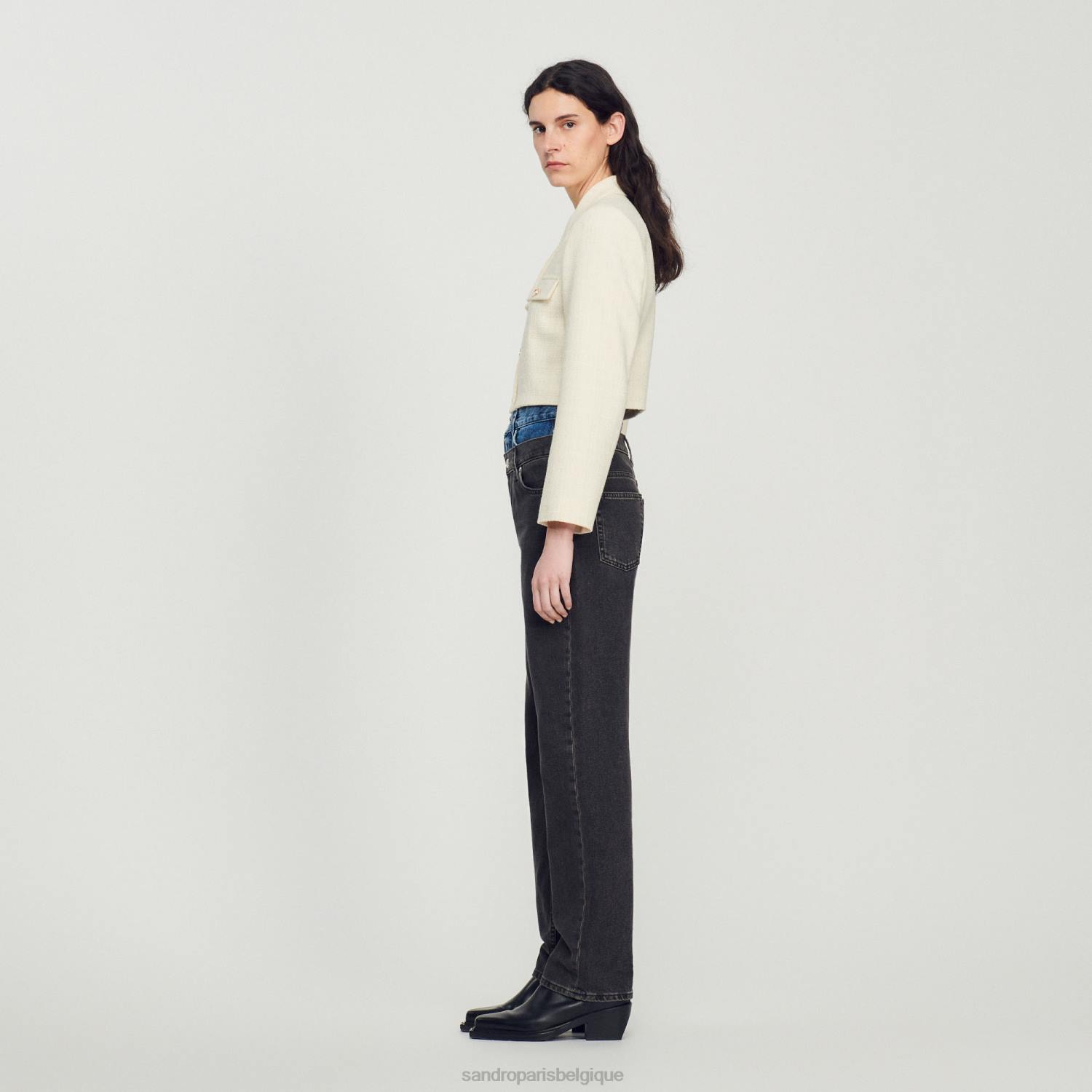 vêtements Sandro Paris veste courte boutonnée en tweed écru femmes XLXD55