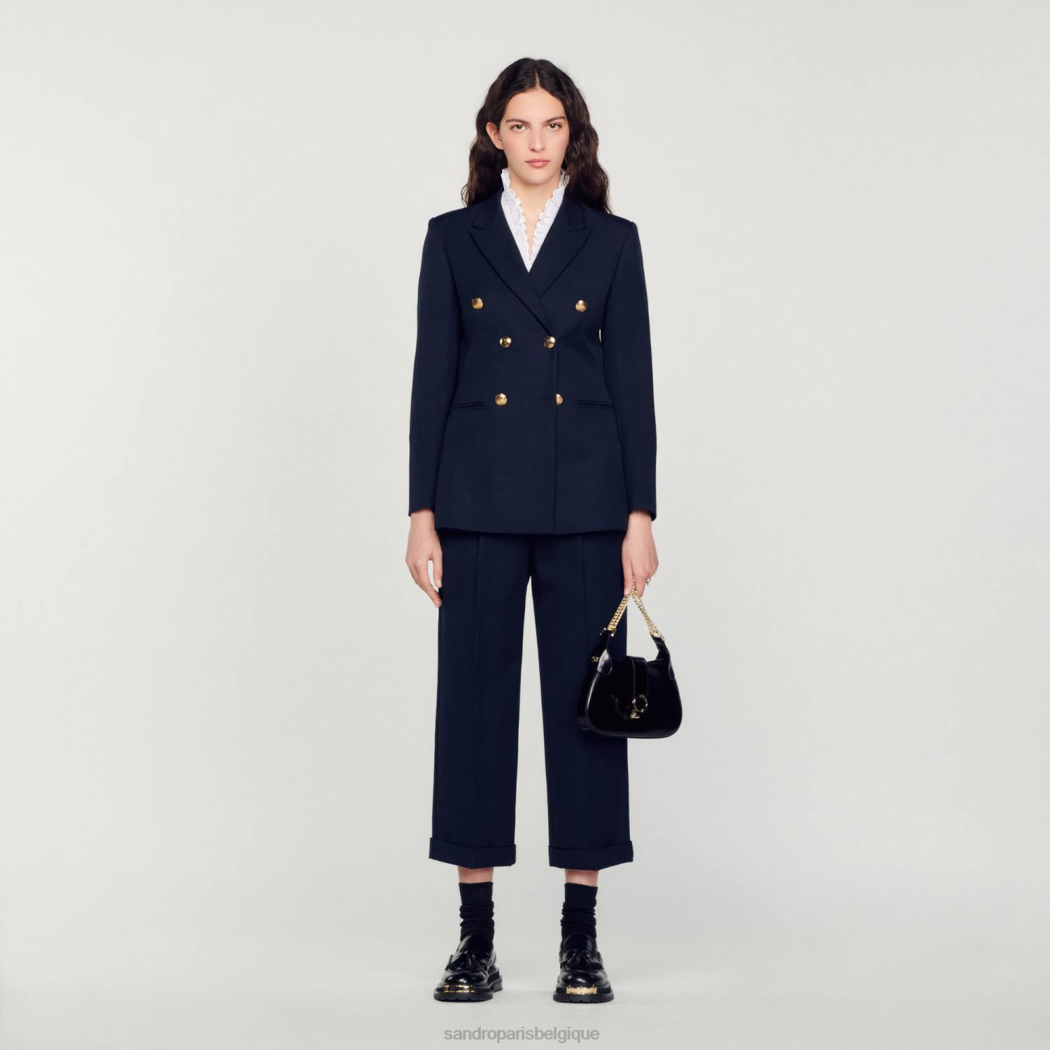 vêtements Sandro Paris veste de costume à double boutonnage bleu marine femmes XLXD155