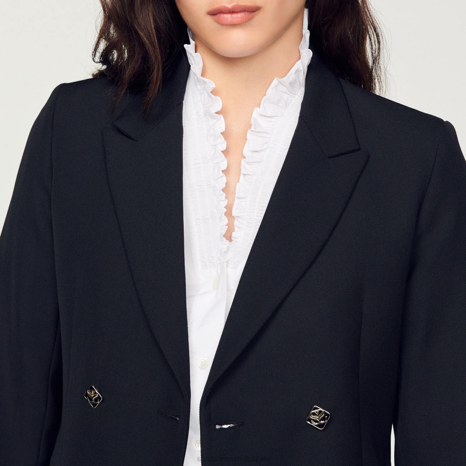 vêtements Sandro Paris veste de costume à double boutonnage noir femmes XLXD176
