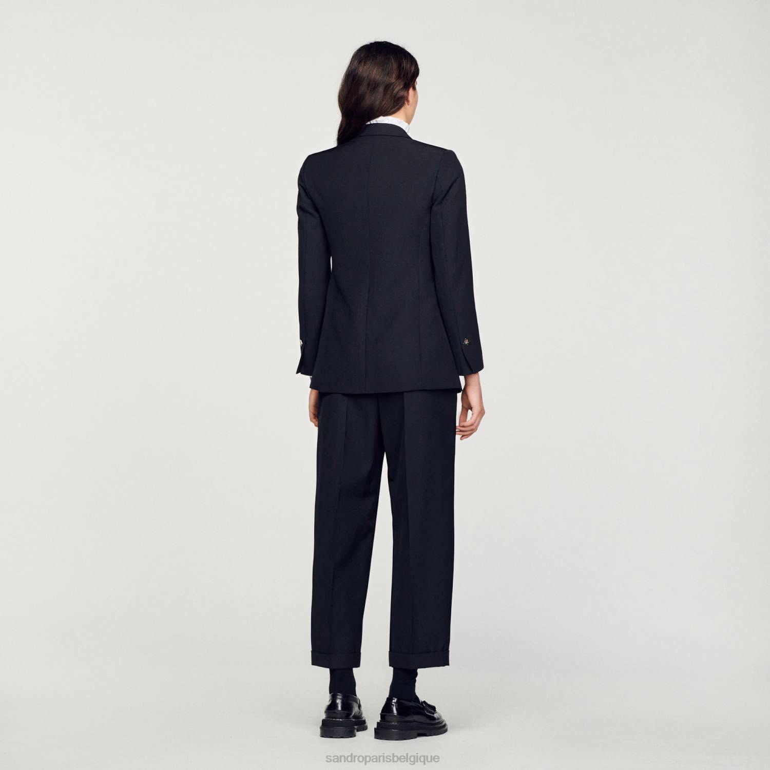 vêtements Sandro Paris veste de costume à double boutonnage noir femmes XLXD176