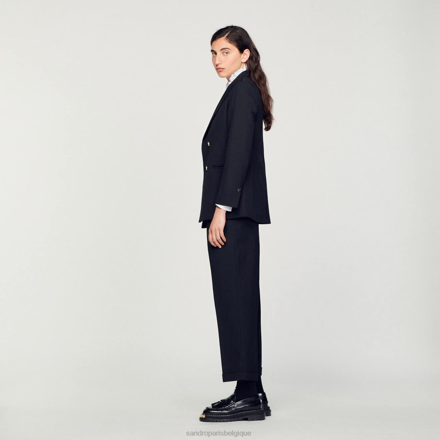 vêtements Sandro Paris veste de costume à double boutonnage noir femmes XLXD176