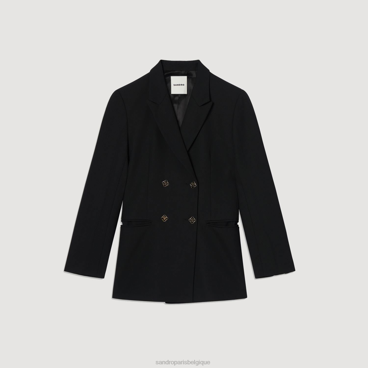 vêtements Sandro Paris veste de costume à double boutonnage noir femmes XLXD176