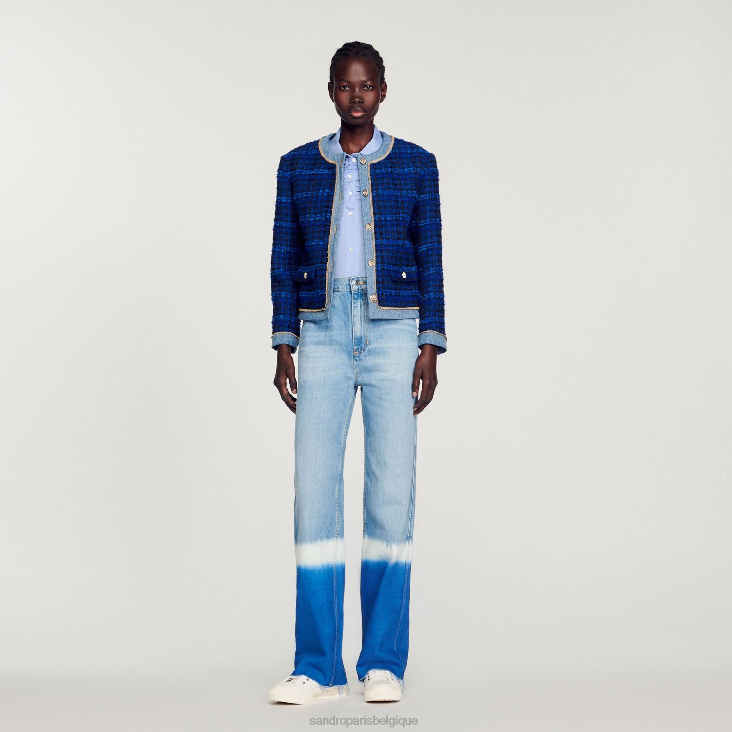vêtements Sandro Paris veste de tweed bleu électrique femmes XLXD290