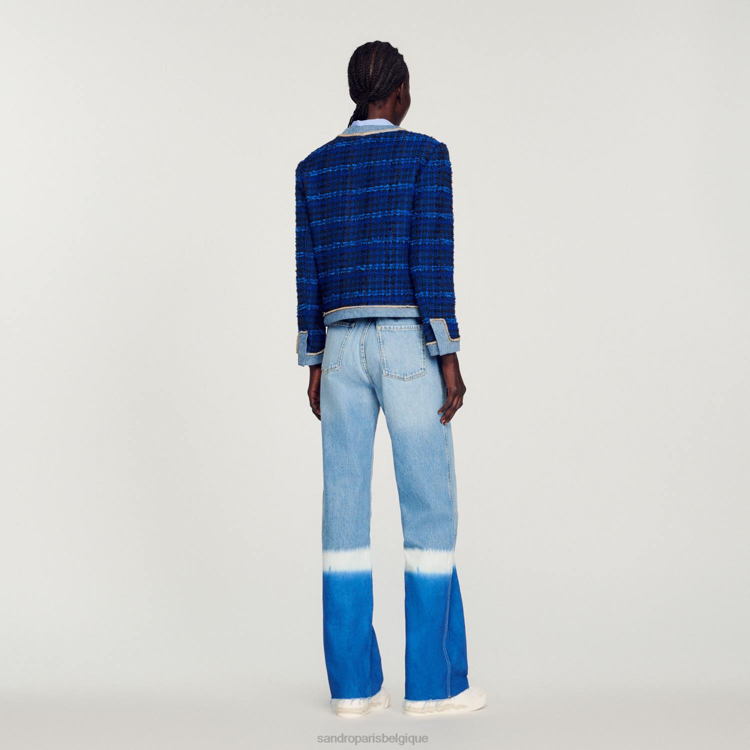 vêtements Sandro Paris veste de tweed bleu électrique femmes XLXD290