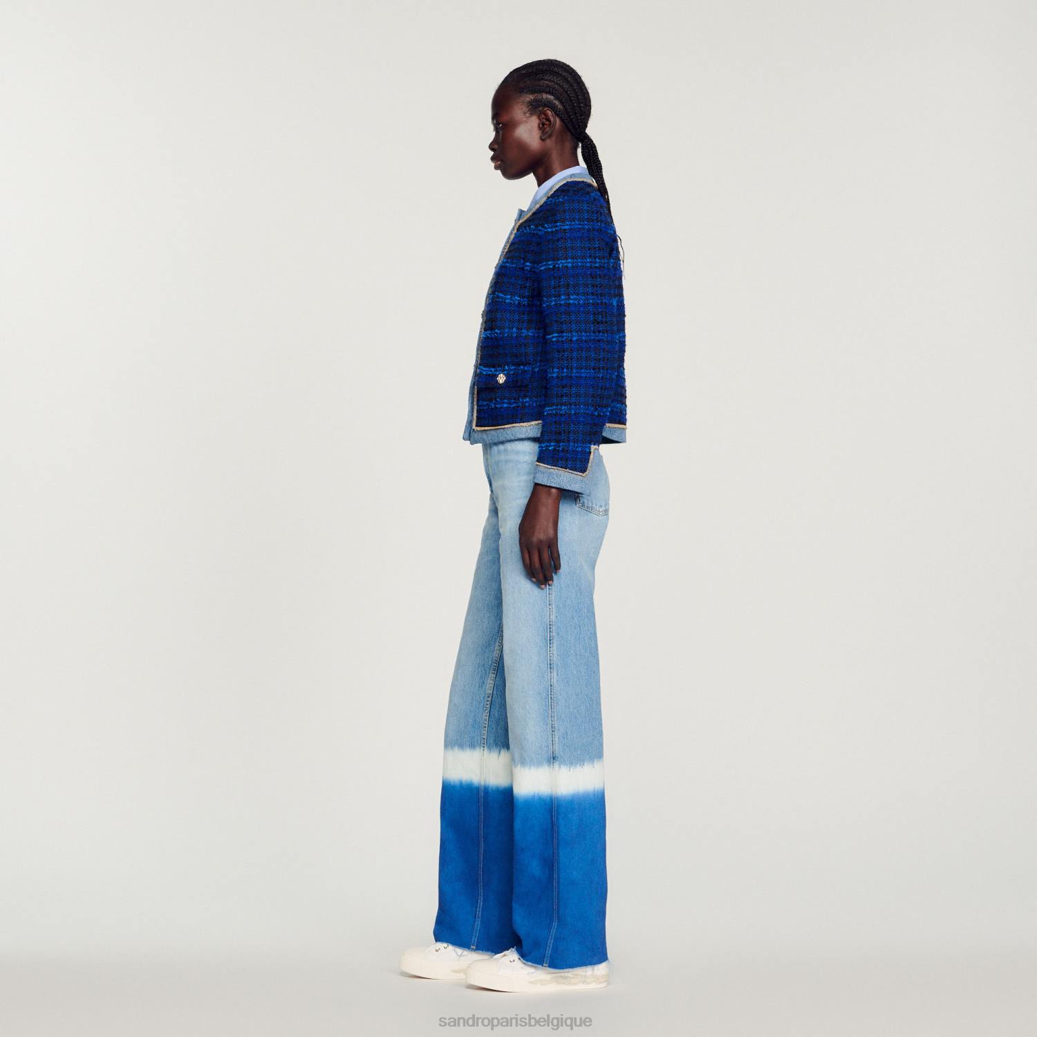 vêtements Sandro Paris veste de tweed bleu électrique femmes XLXD290