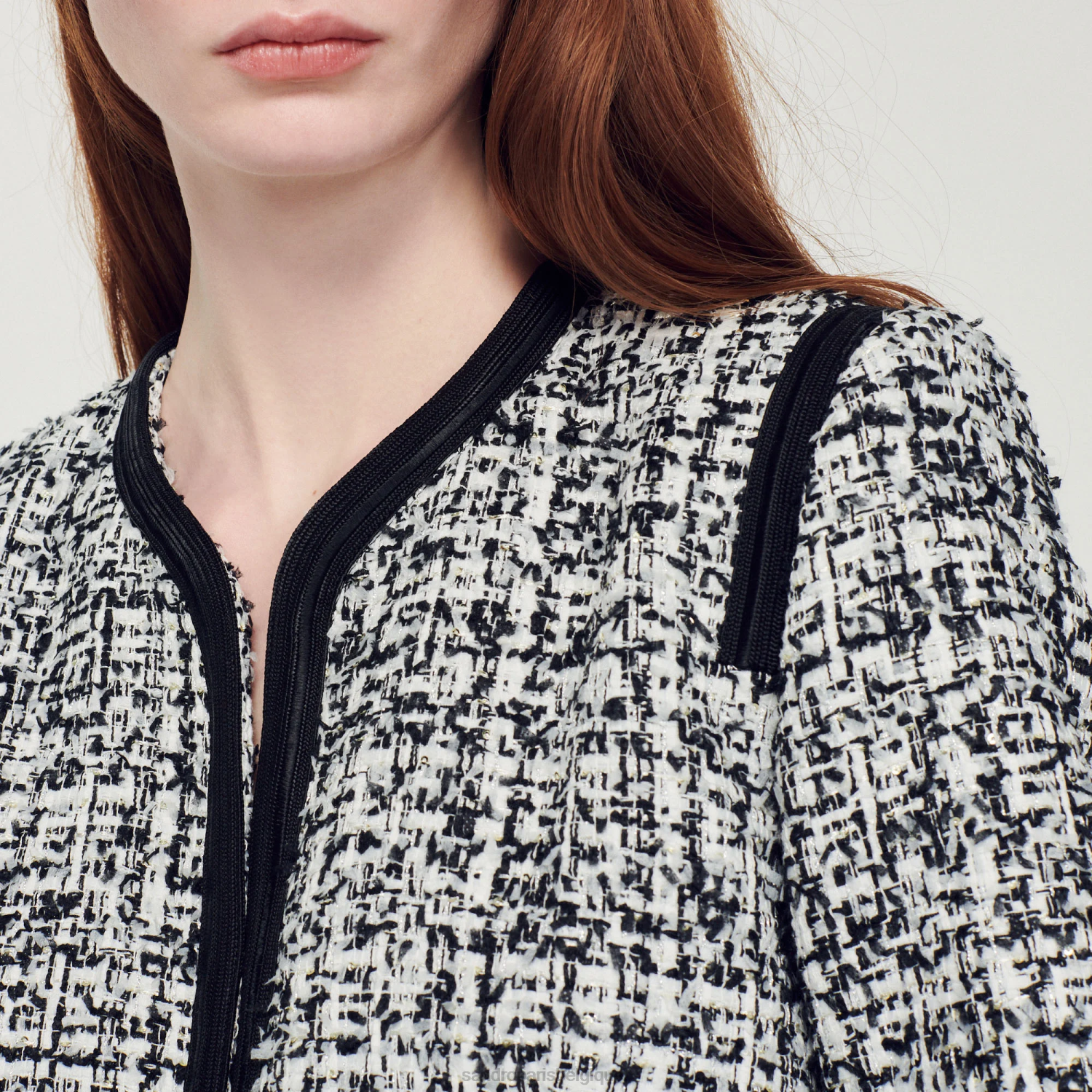 vêtements Sandro Paris veste de tweed noir femmes XLXD378