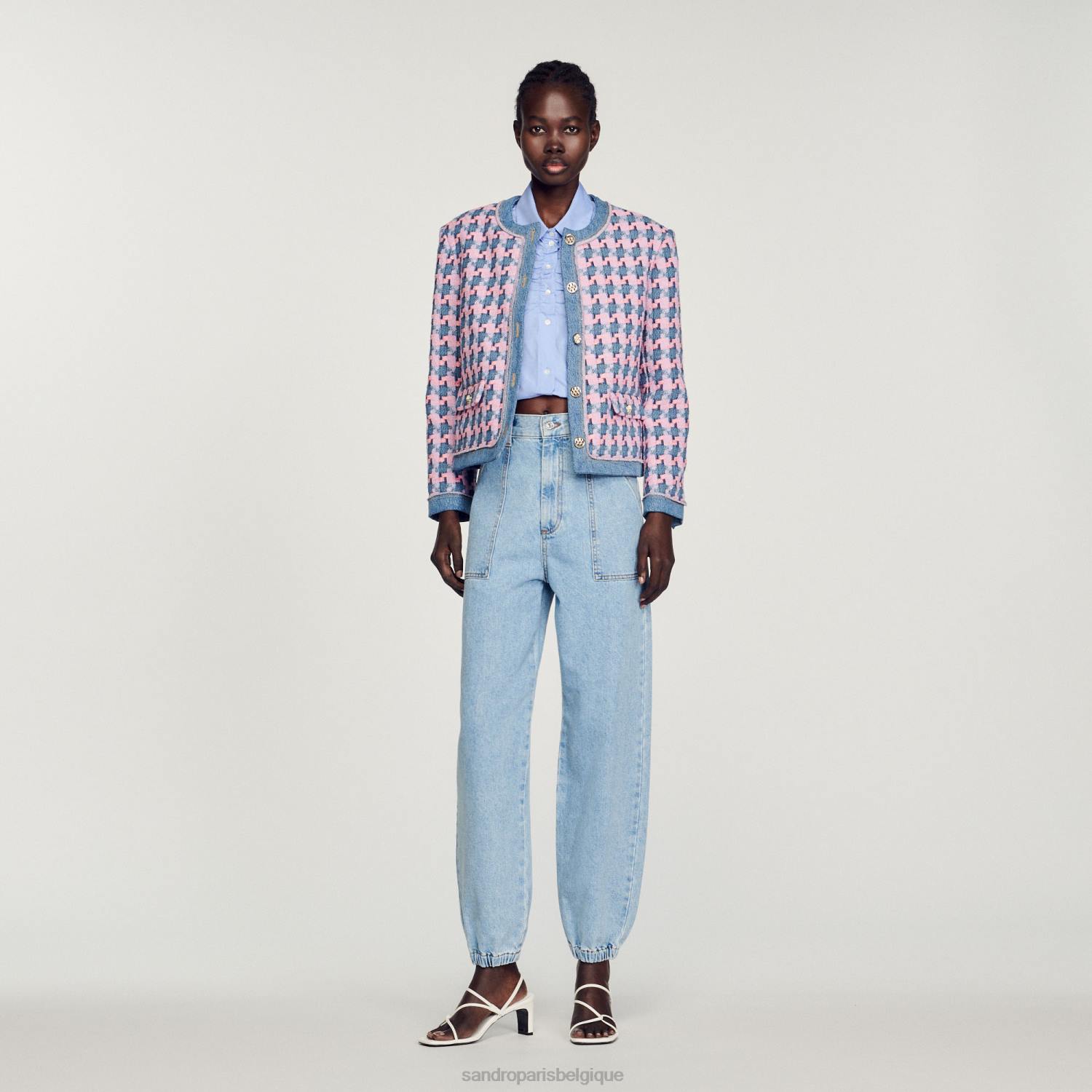 vêtements Sandro Paris veste de tweed violet/bleu femmes XLXD301
