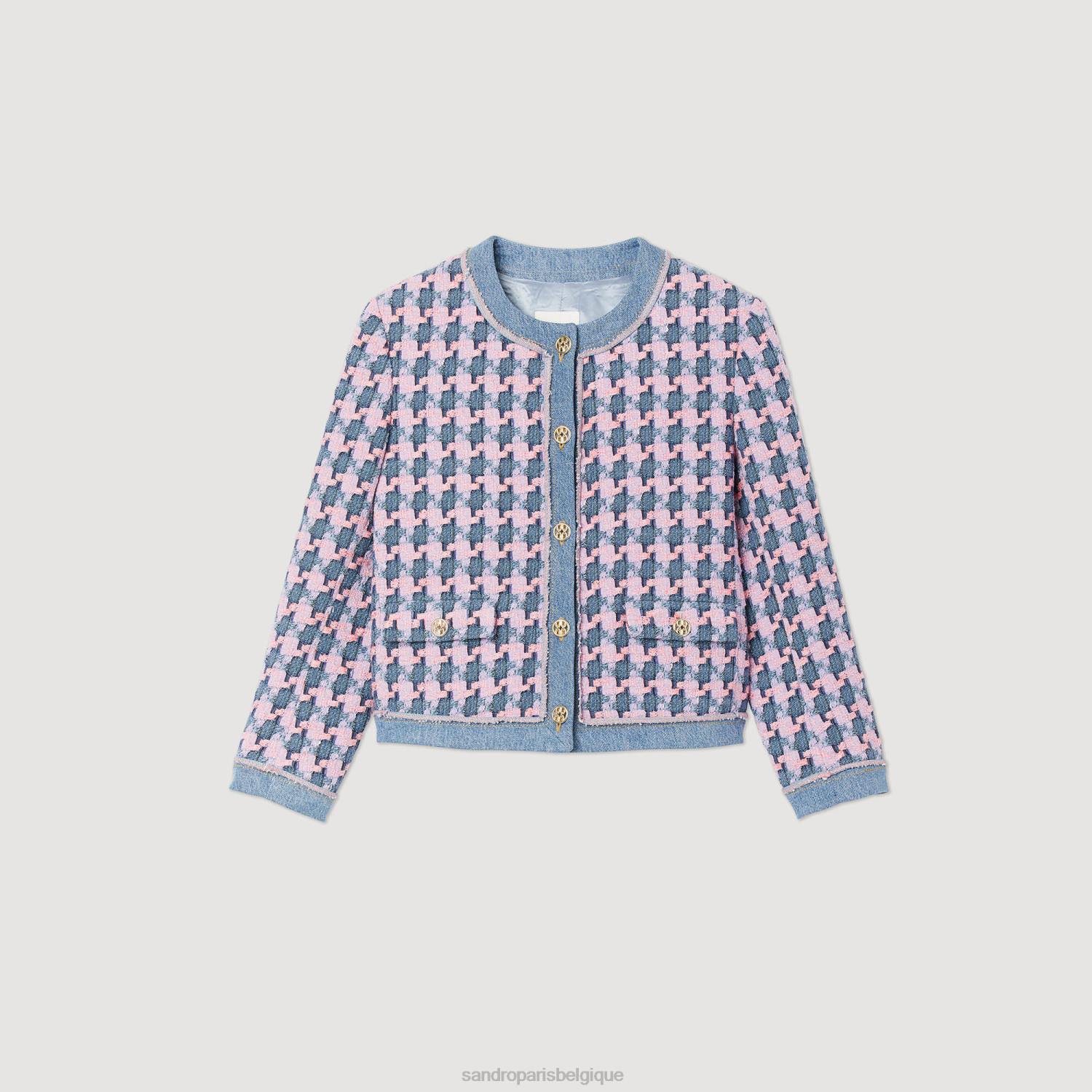 vêtements Sandro Paris veste de tweed violet/bleu femmes XLXD301