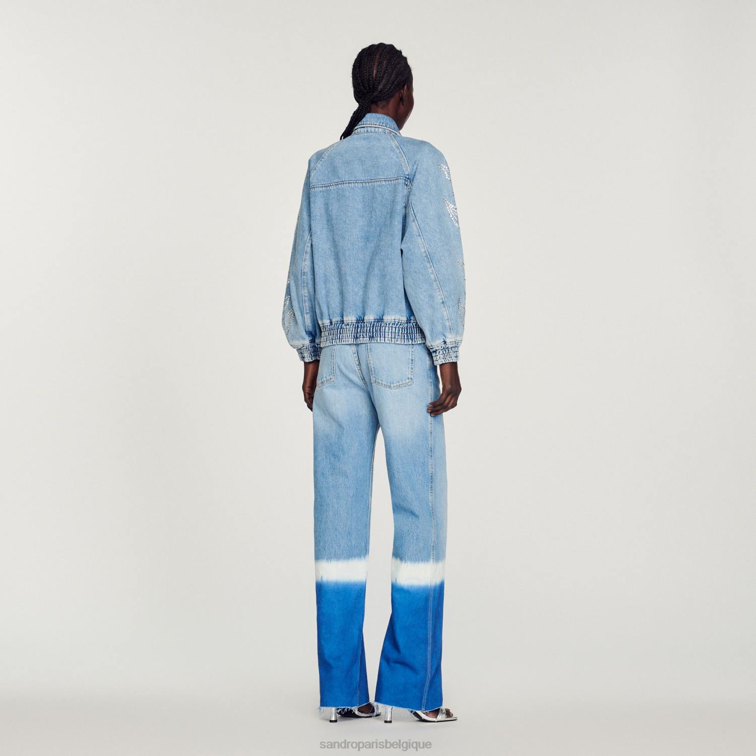 vêtements Sandro Paris veste en jean à strass jean bleu femmes XLXD203