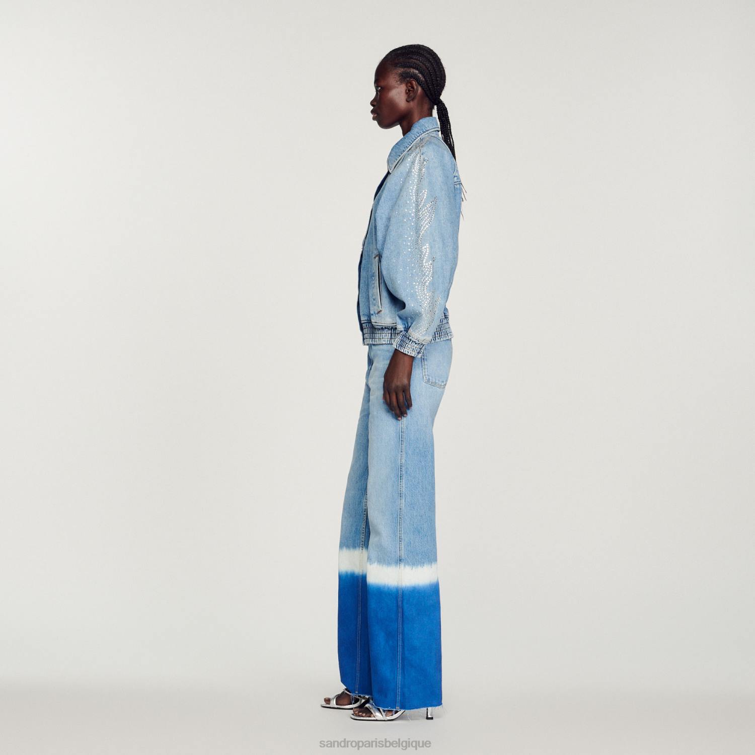 vêtements Sandro Paris veste en jean à strass jean bleu femmes XLXD203