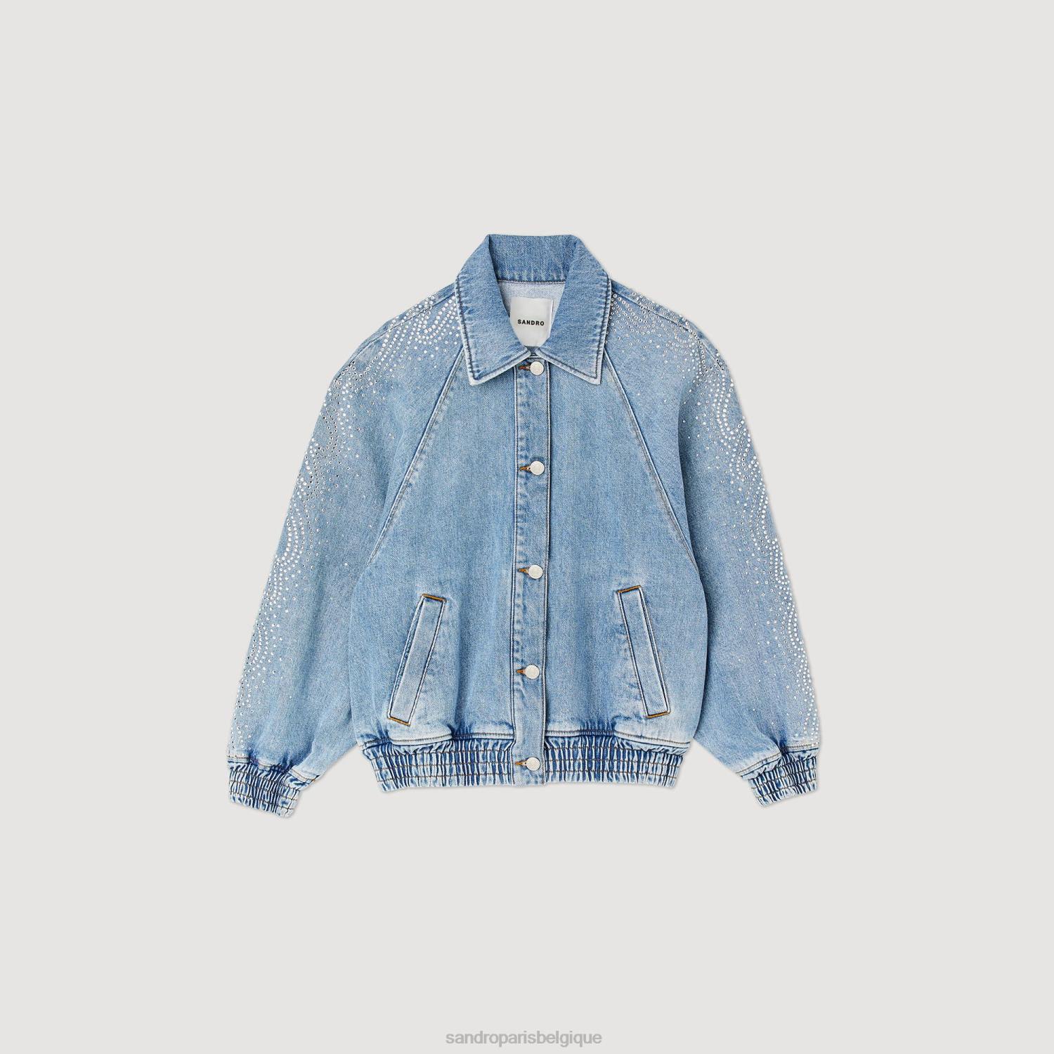 vêtements Sandro Paris veste en jean à strass jean bleu femmes XLXD203