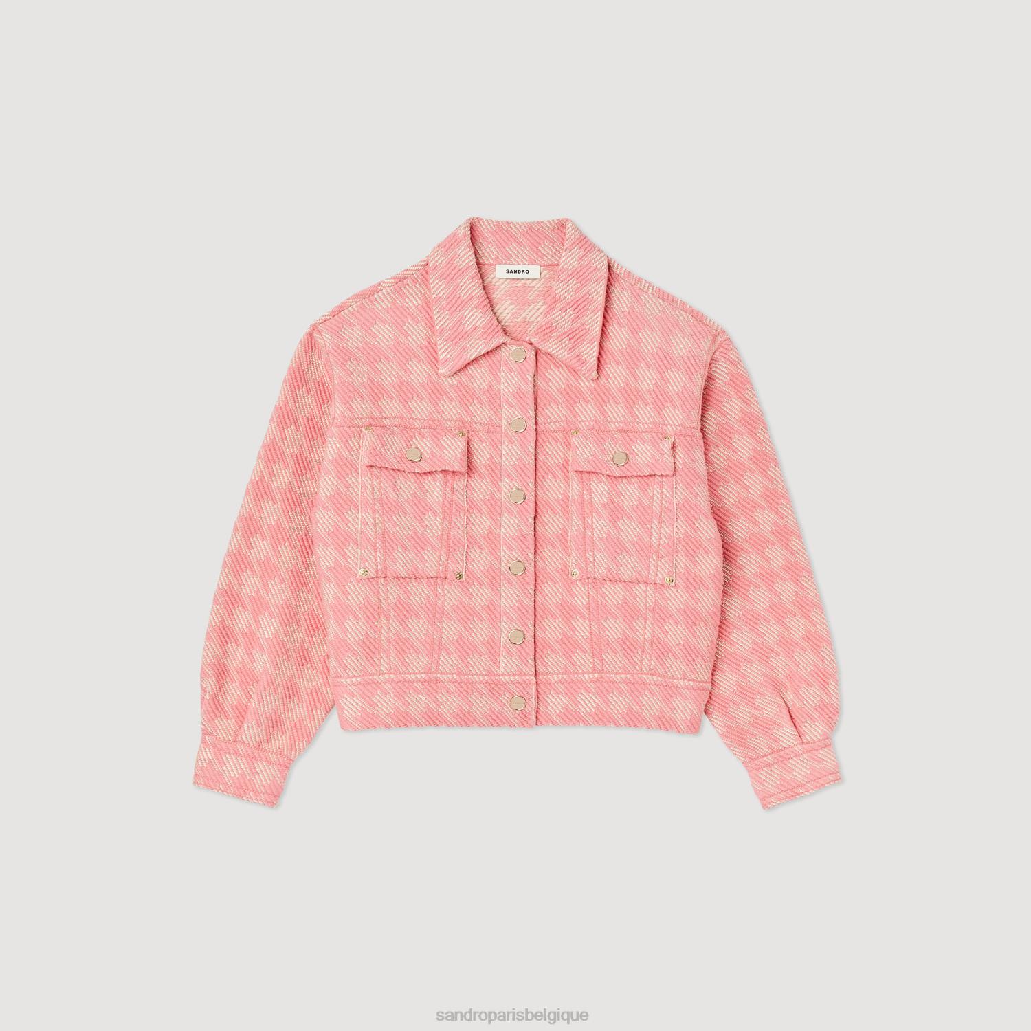 vêtements Sandro Paris veste pied-de-poule rose femmes XLXD228