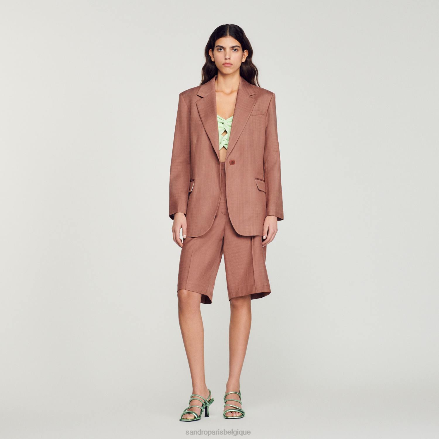 vêtements Sandro Paris veste sur mesure argile femmes XLXD420