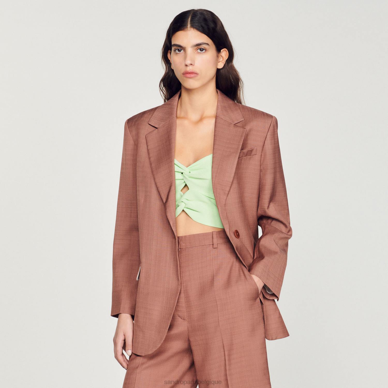 vêtements Sandro Paris veste sur mesure argile femmes XLXD420