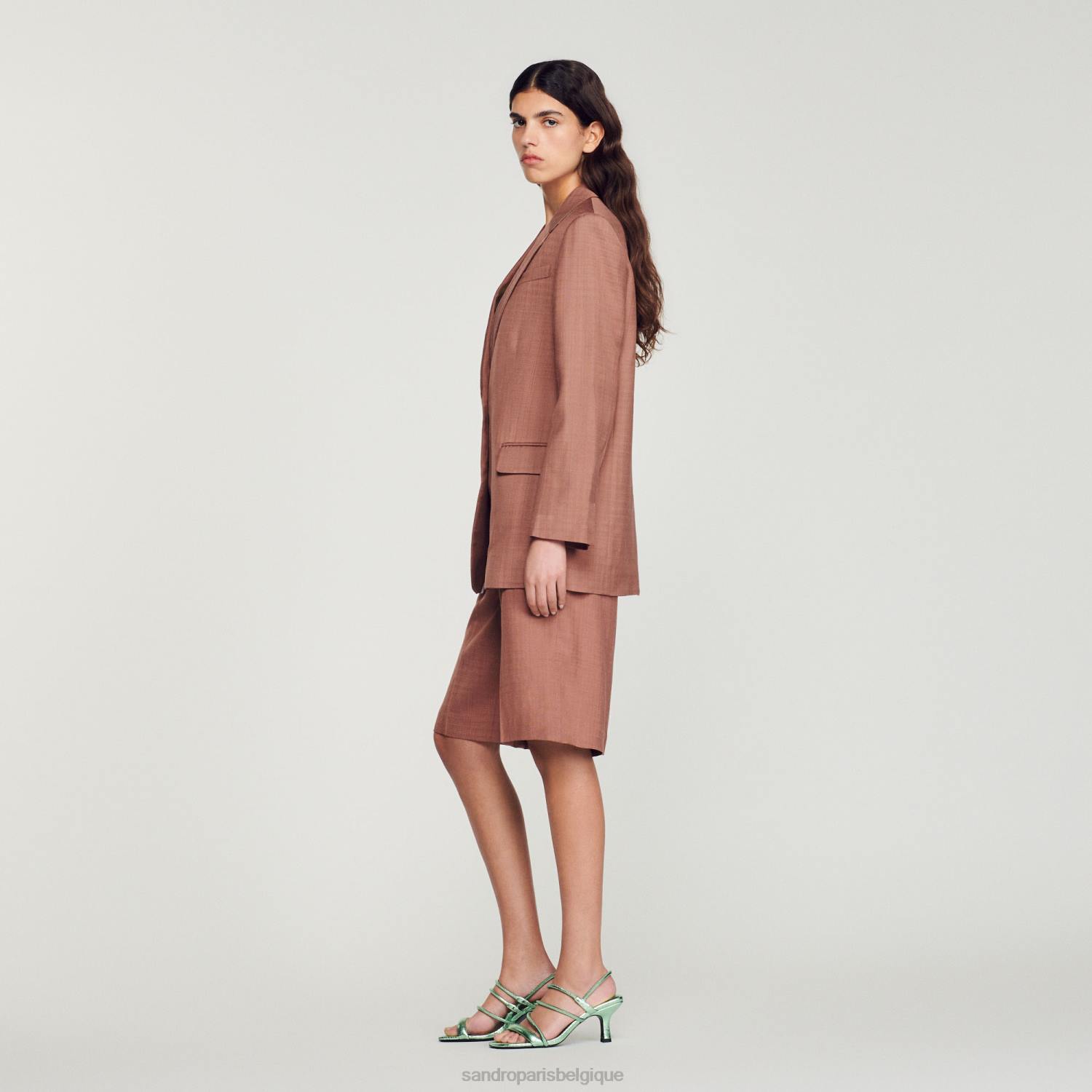 vêtements Sandro Paris veste sur mesure argile femmes XLXD420