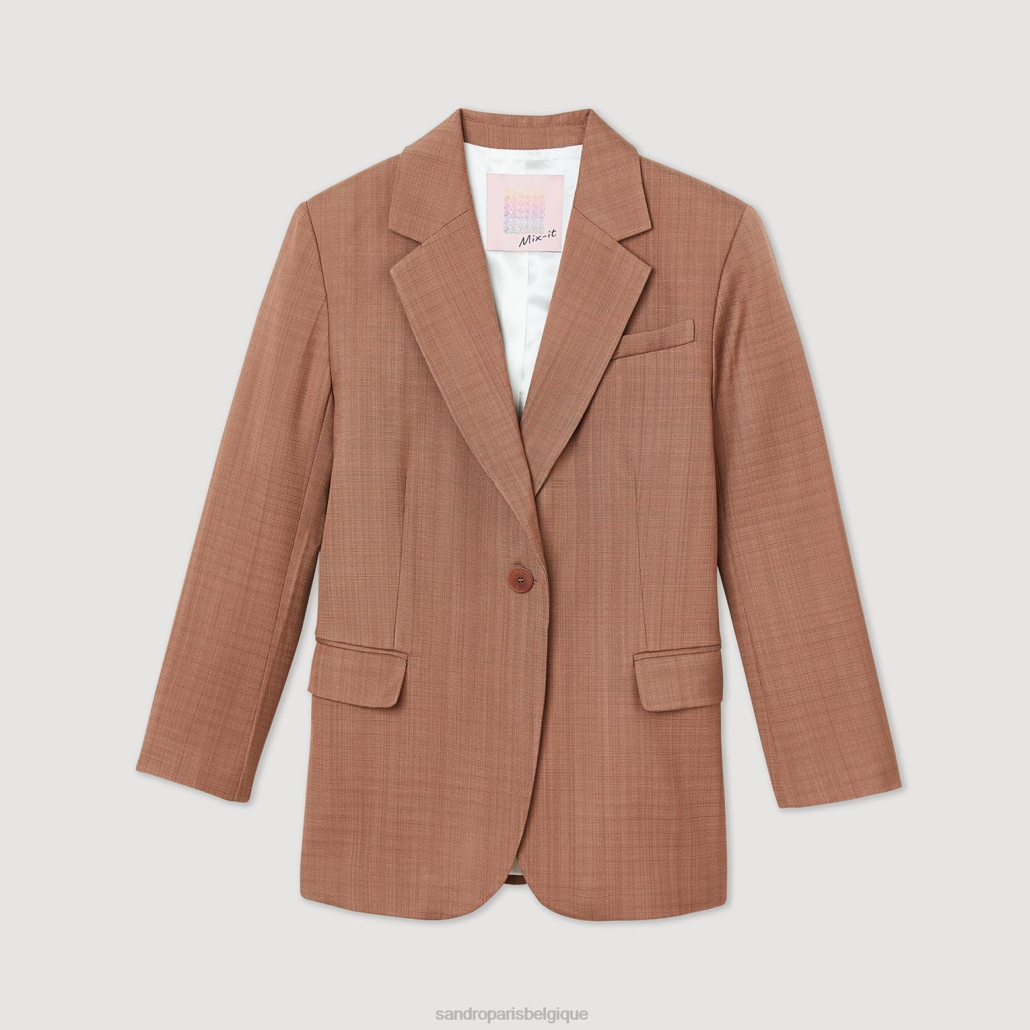 vêtements Sandro Paris veste sur mesure argile femmes XLXD420