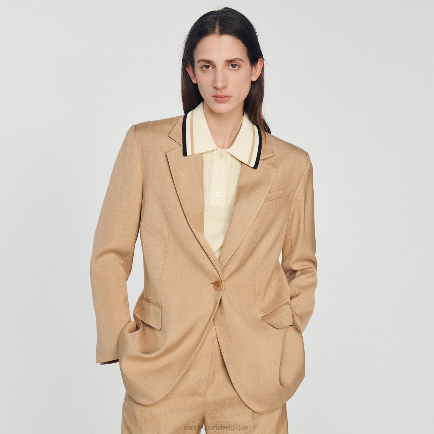 vêtements Sandro Paris veste sur mesure beige femmes XLXD375