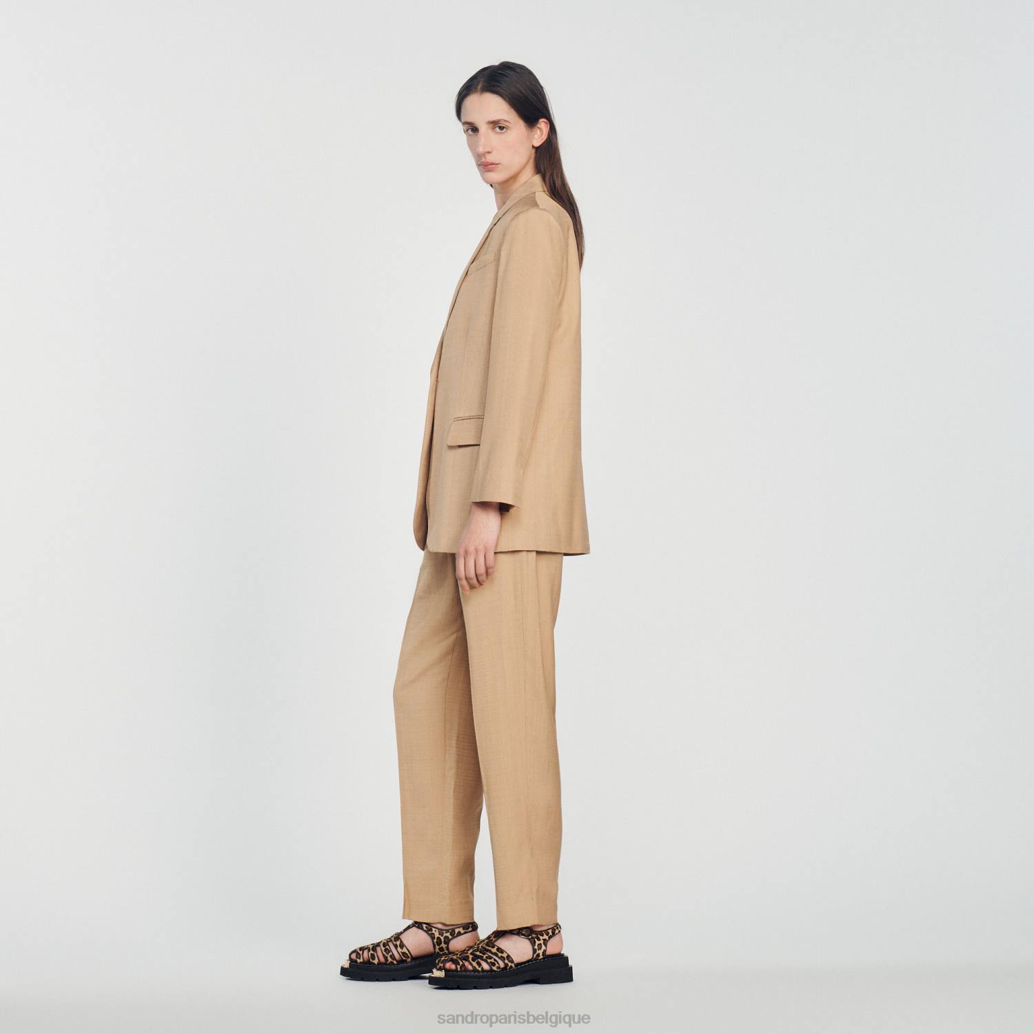 vêtements Sandro Paris veste sur mesure beige femmes XLXD375