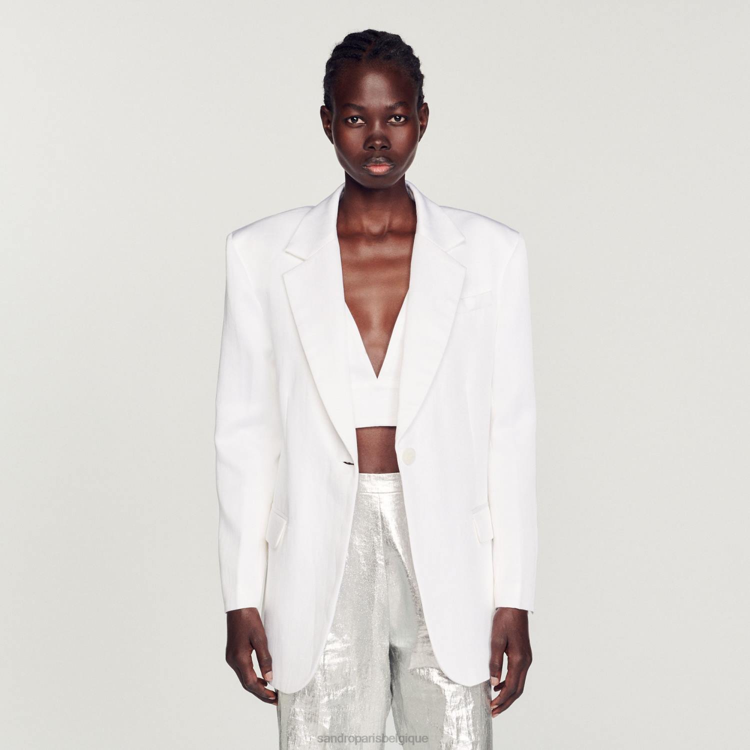 vêtements Sandro Paris veste sur mesure blanc femmes XLXD140
