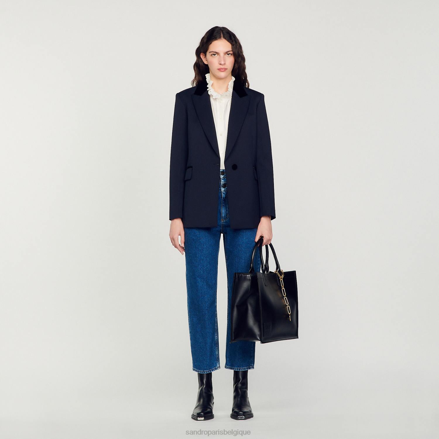 vêtements Sandro Paris veste sur mesure bleu profond femmes XLXD439