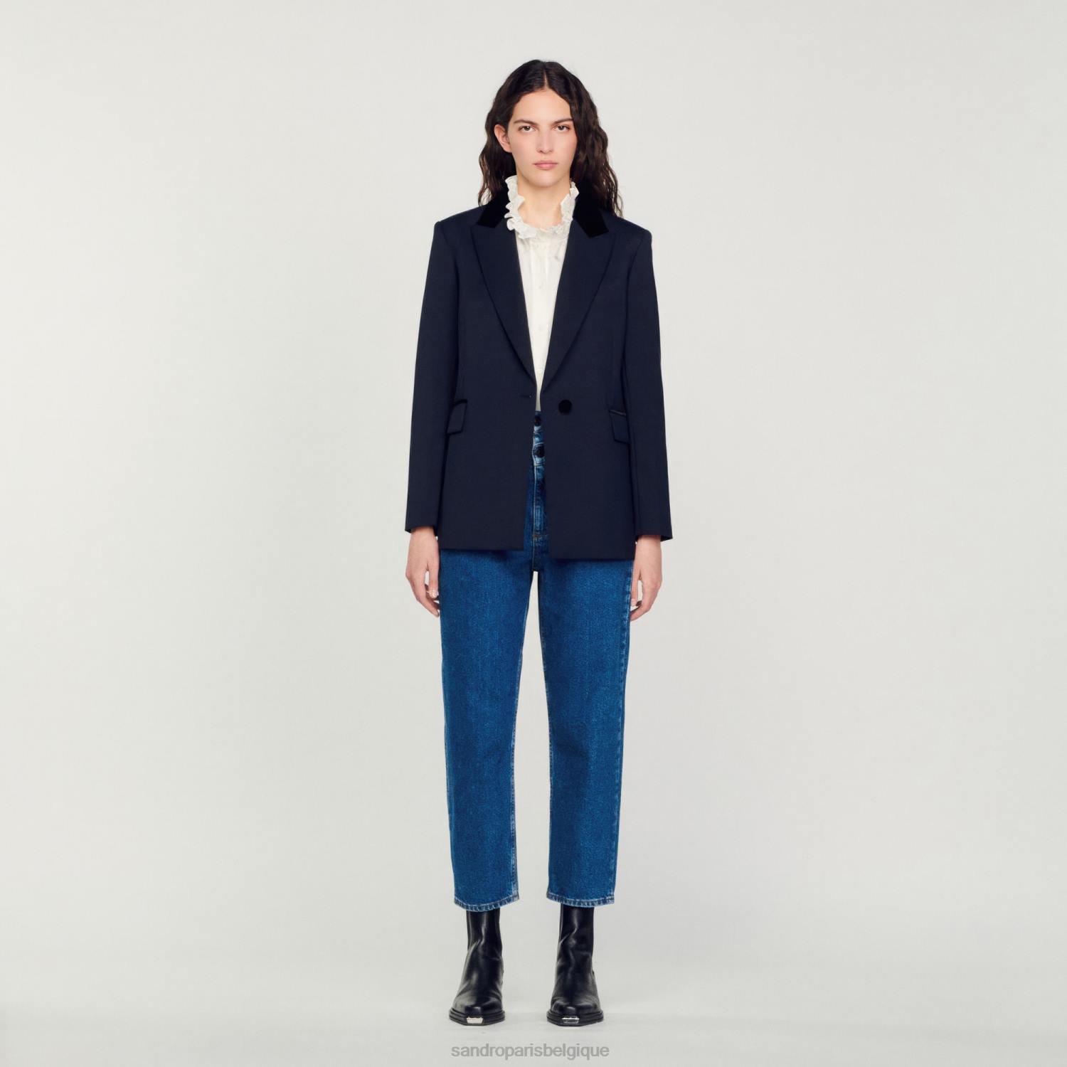 vêtements Sandro Paris veste sur mesure bleu profond femmes XLXD439