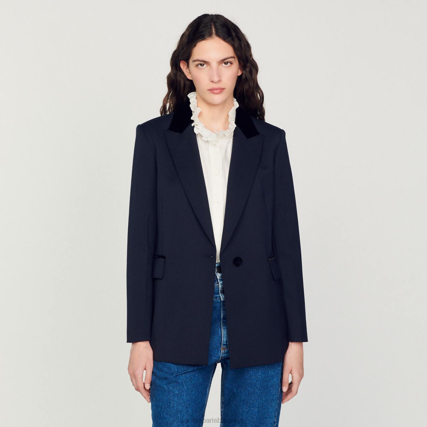 vêtements Sandro Paris veste sur mesure bleu profond femmes XLXD439