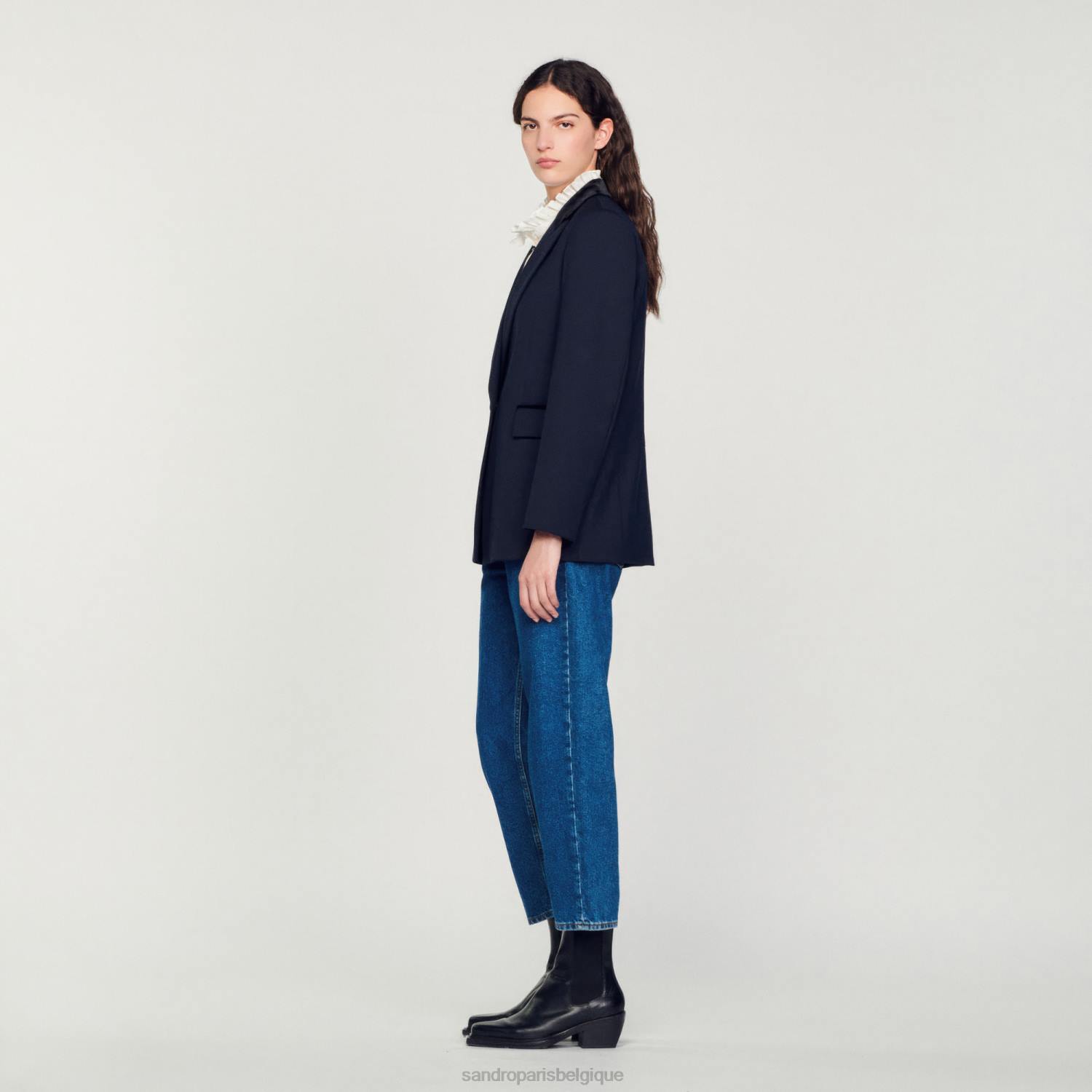 vêtements Sandro Paris veste sur mesure bleu profond femmes XLXD439