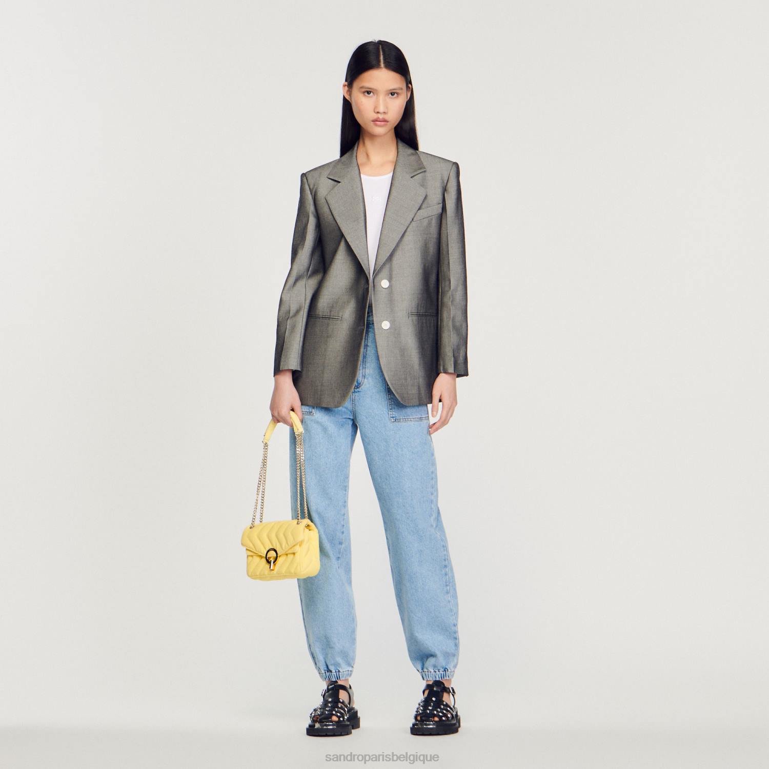 vêtements Sandro Paris veste sur mesure gris femmes XLXD275