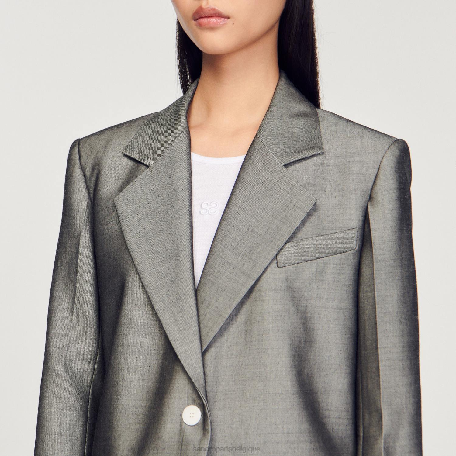 vêtements Sandro Paris veste sur mesure gris femmes XLXD275