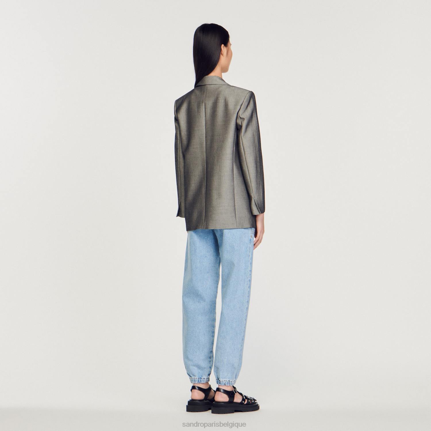 vêtements Sandro Paris veste sur mesure gris femmes XLXD275