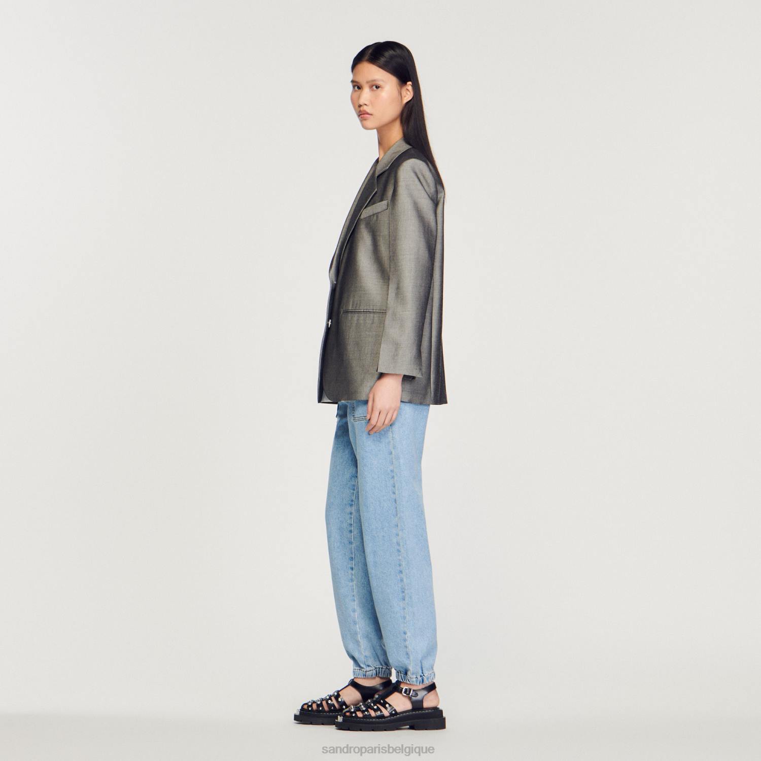 vêtements Sandro Paris veste sur mesure gris femmes XLXD275
