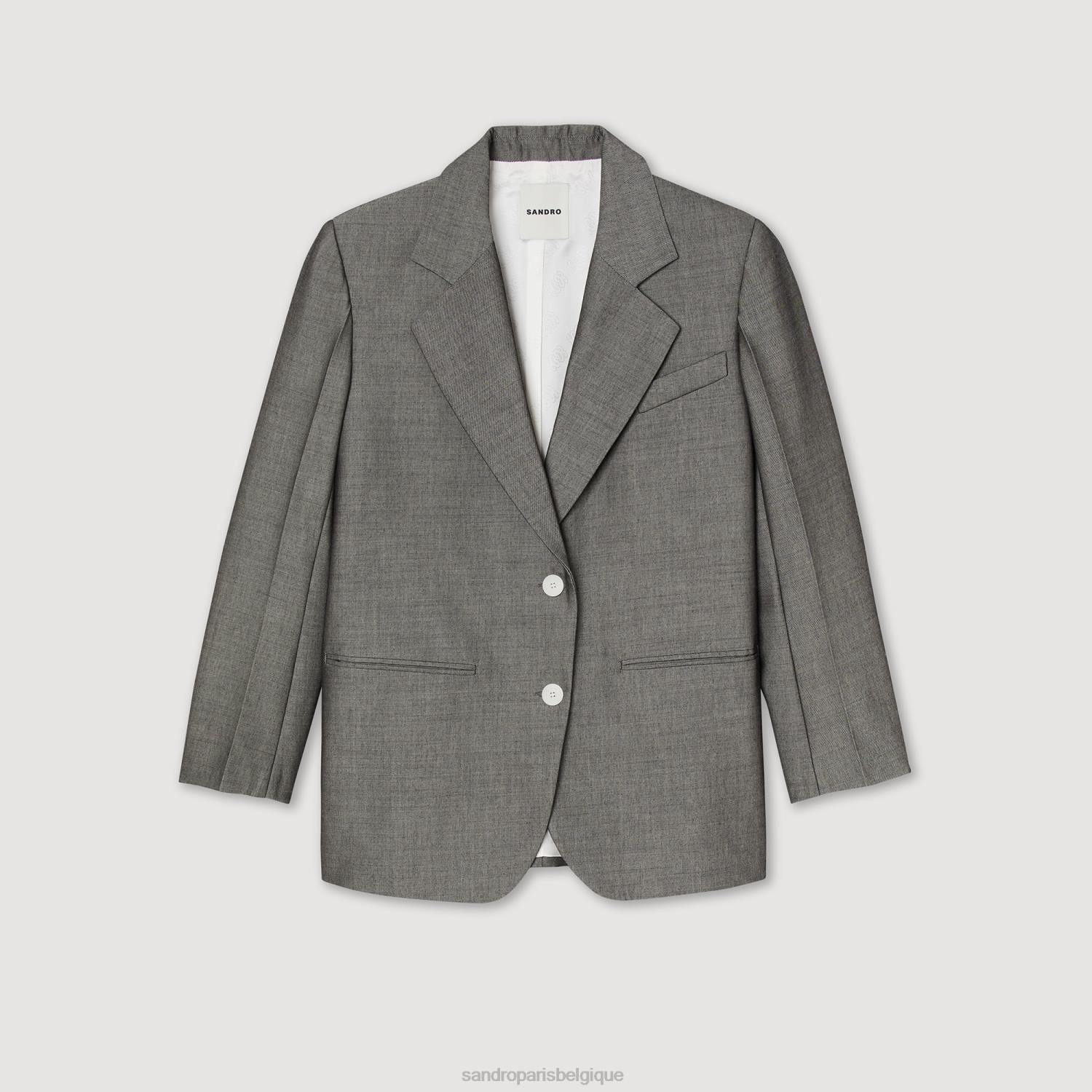 vêtements Sandro Paris veste sur mesure gris femmes XLXD275