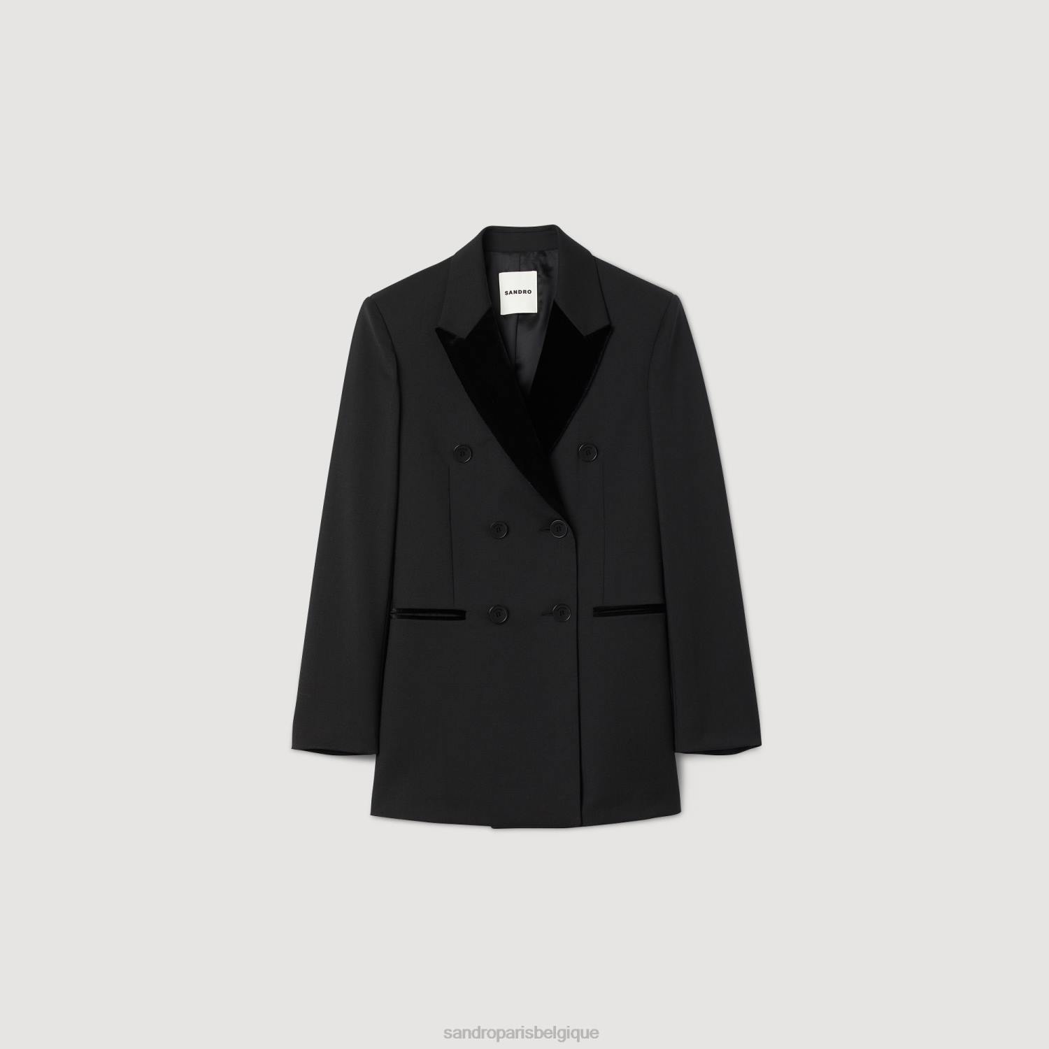 vêtements Sandro Paris veste sur mesure noir femmes XLXD67
