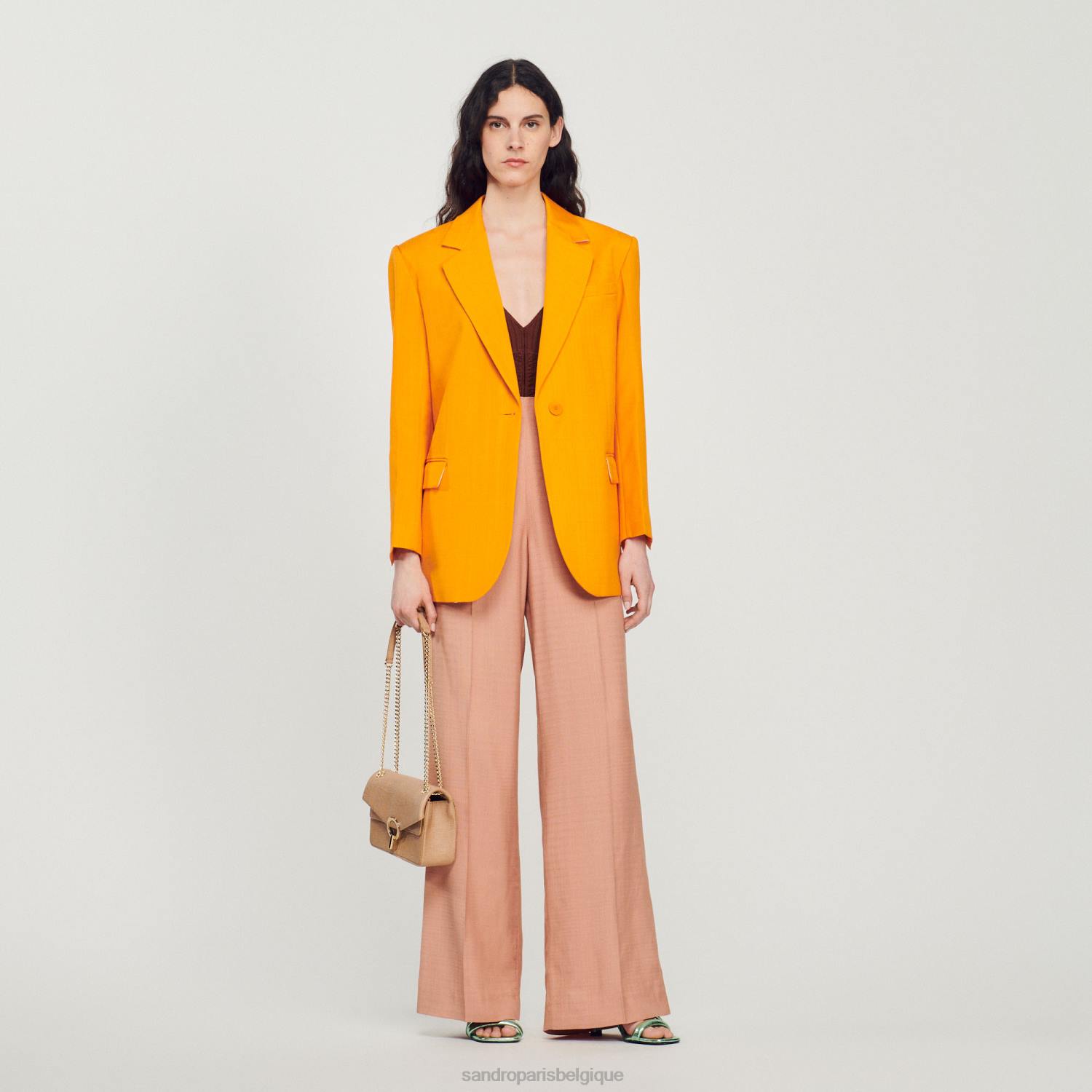 vêtements Sandro Paris veste sur mesure orange femmes XLXD421