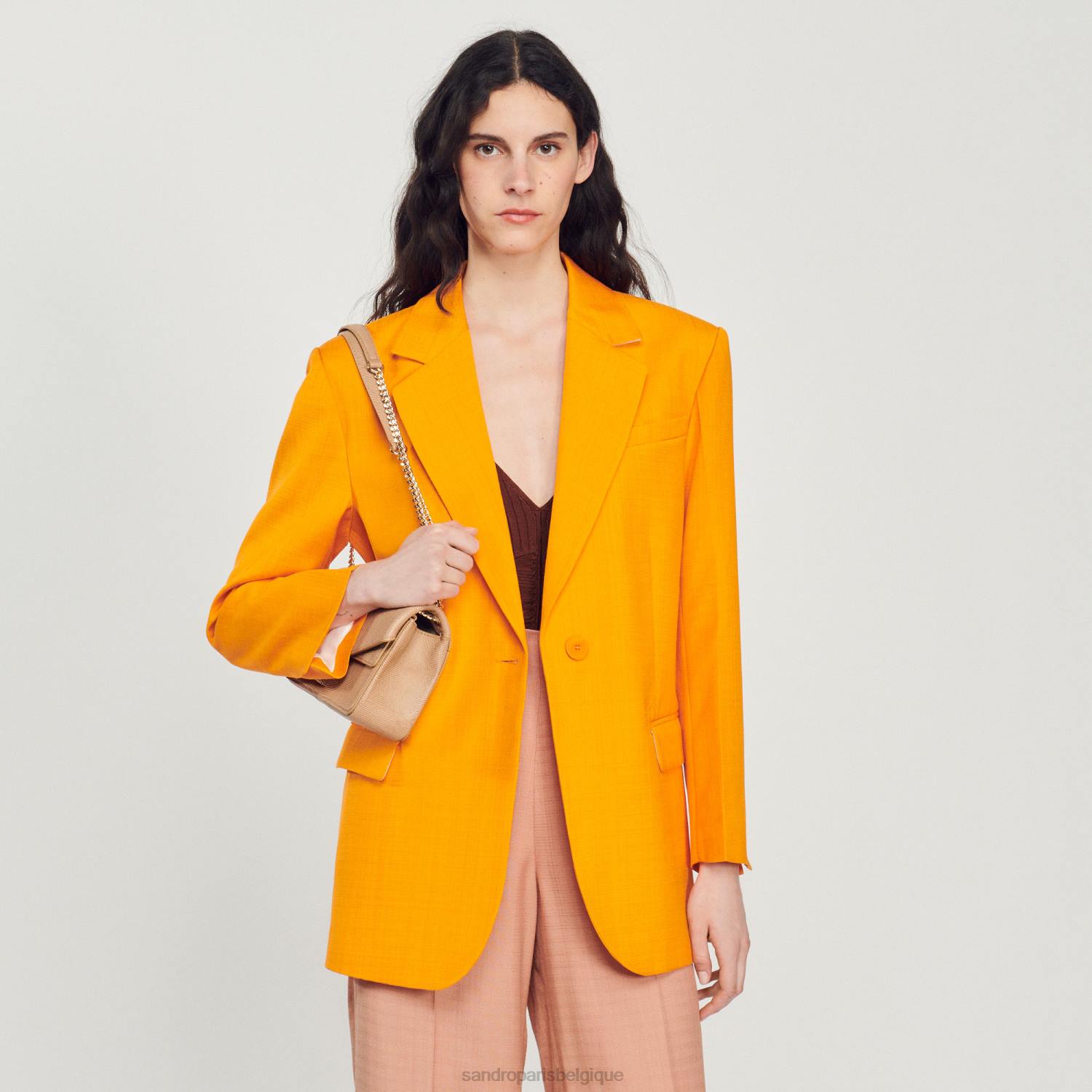vêtements Sandro Paris veste sur mesure orange femmes XLXD421