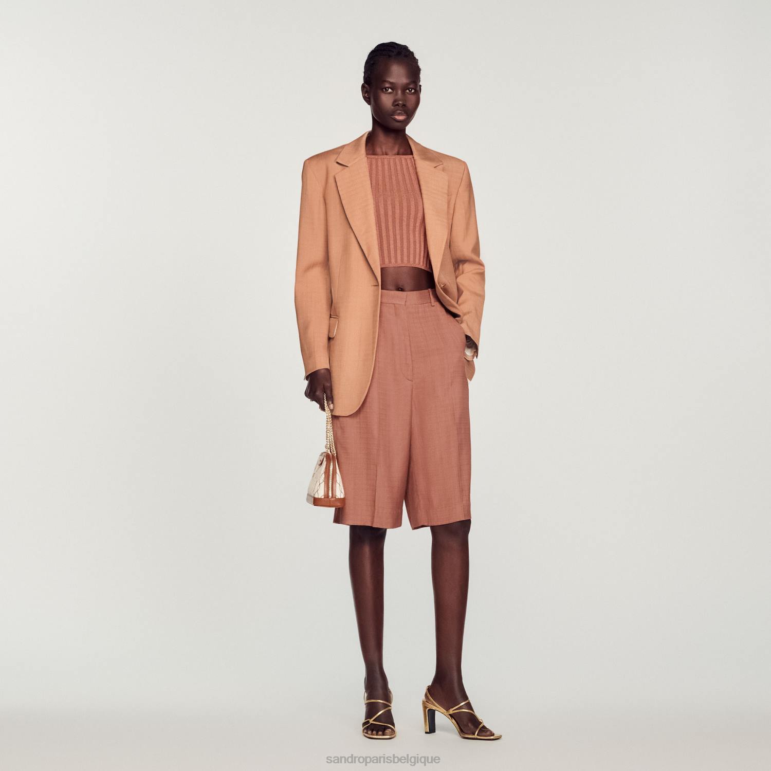 vêtements Sandro Paris veste sur mesure terre d'ombre femmes XLXD432