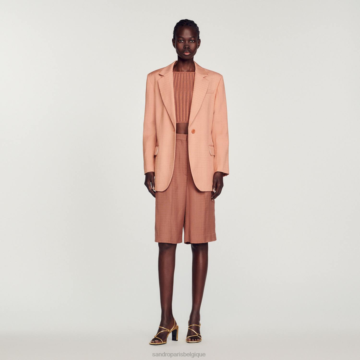 vêtements Sandro Paris veste sur mesure terre d'ombre femmes XLXD432