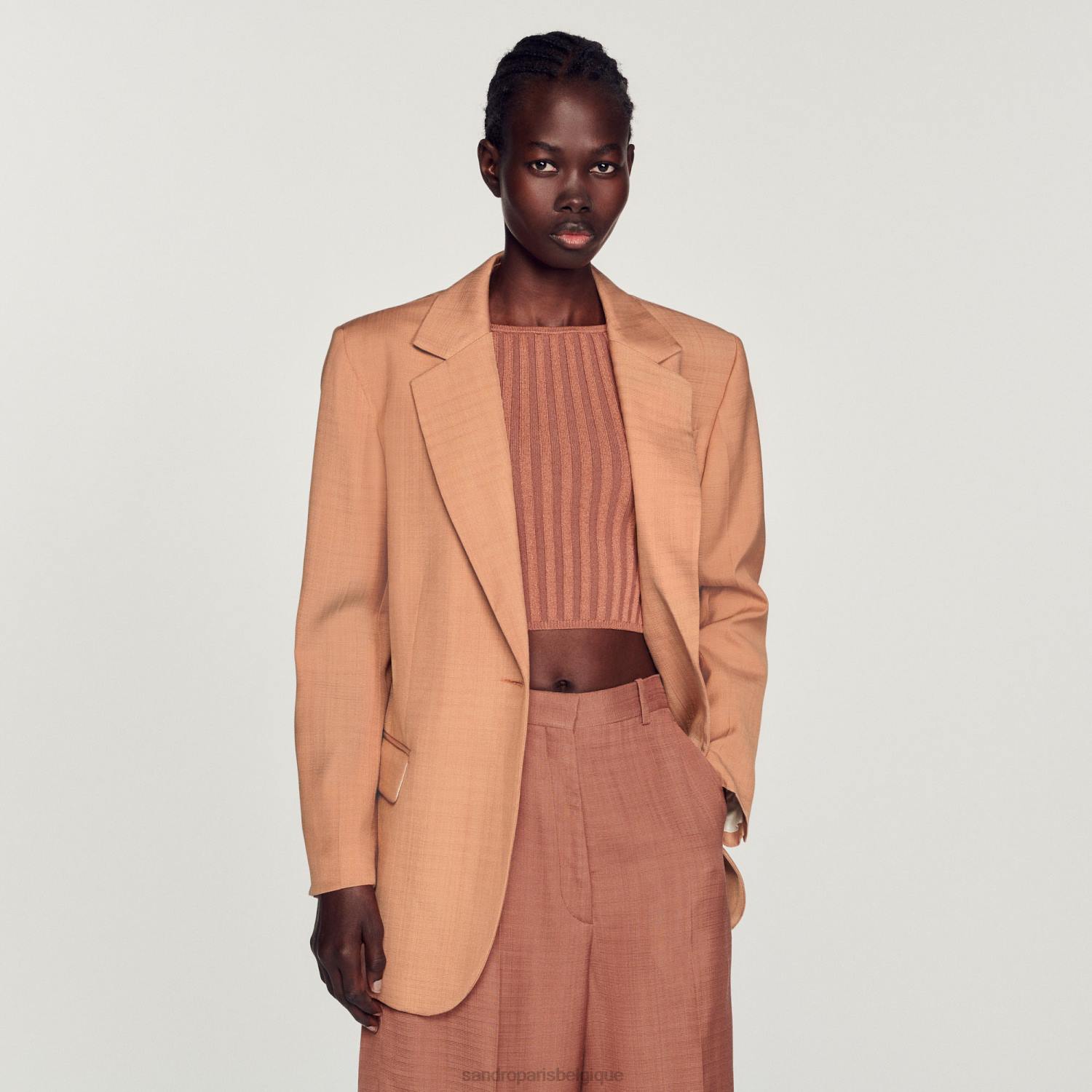 vêtements Sandro Paris veste sur mesure terre d'ombre femmes XLXD432
