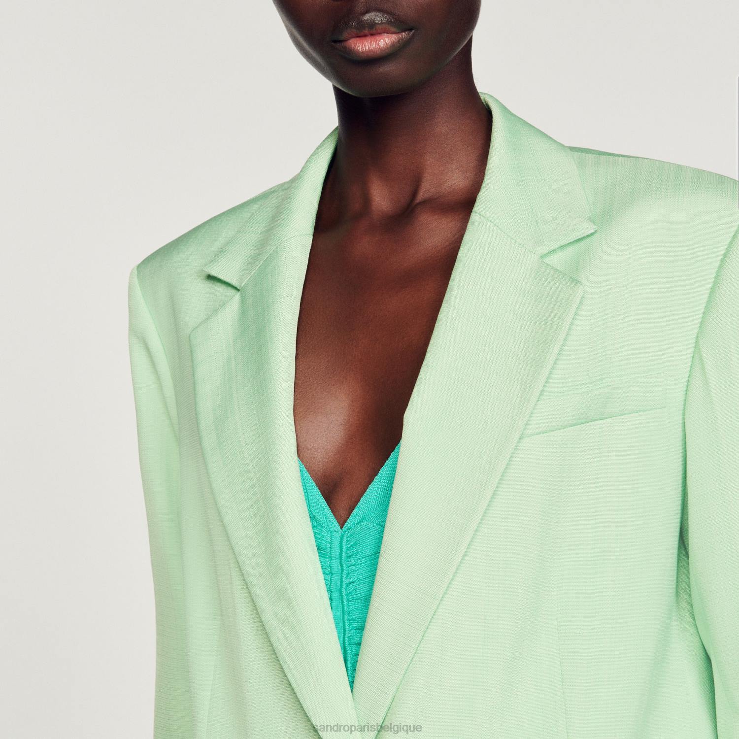 vêtements Sandro Paris veste sur mesure vert clair femmes XLXD429