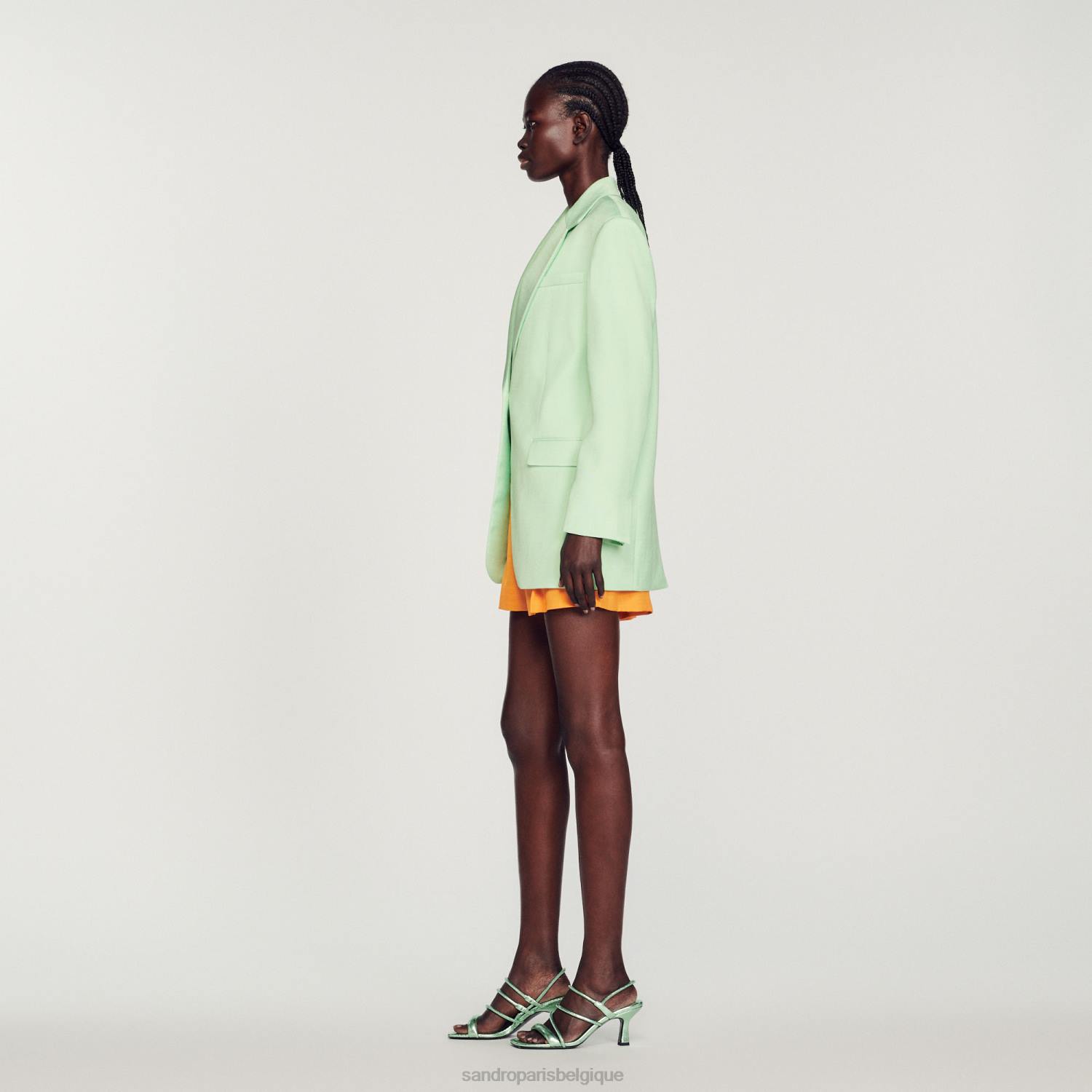 vêtements Sandro Paris veste sur mesure vert clair femmes XLXD429