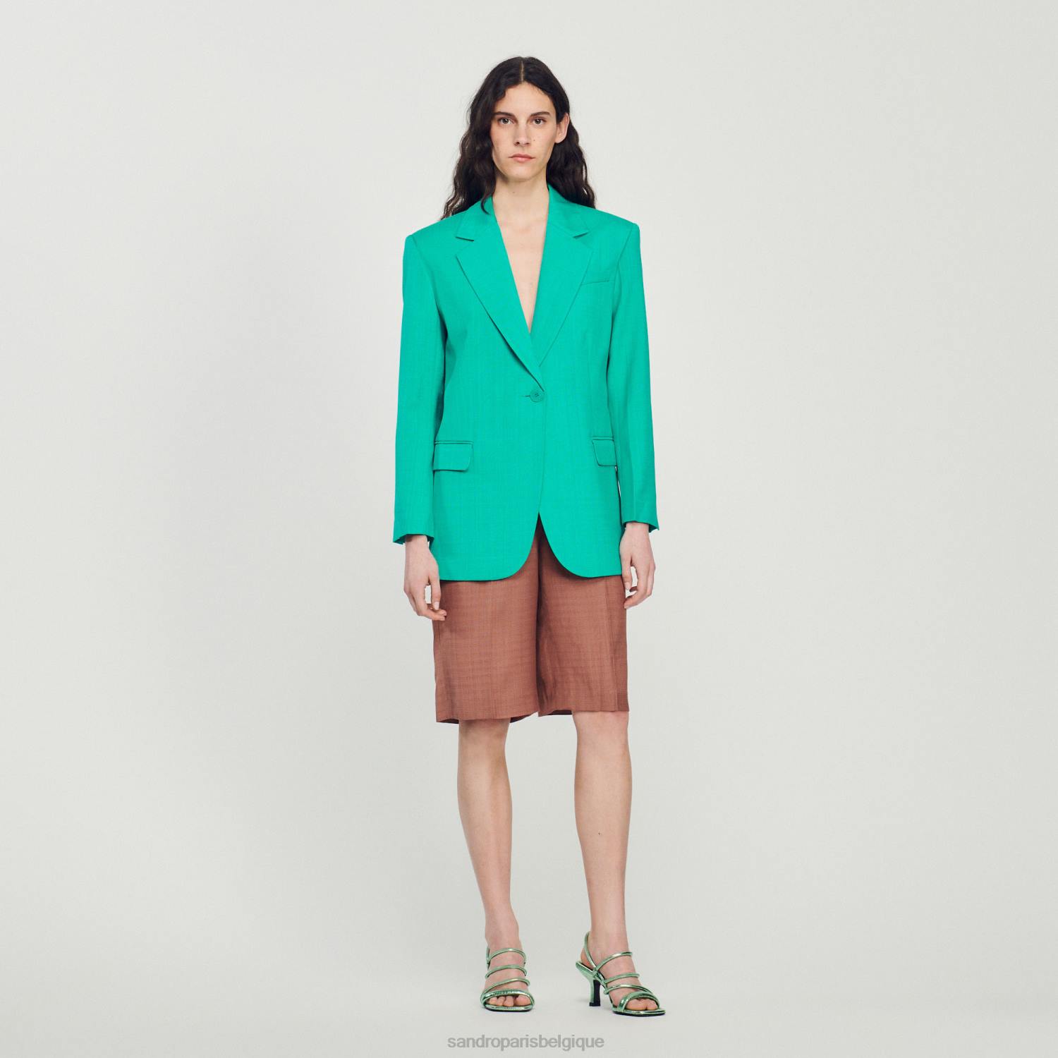 vêtements Sandro Paris veste sur mesure vert emeuraude femmes XLXD425