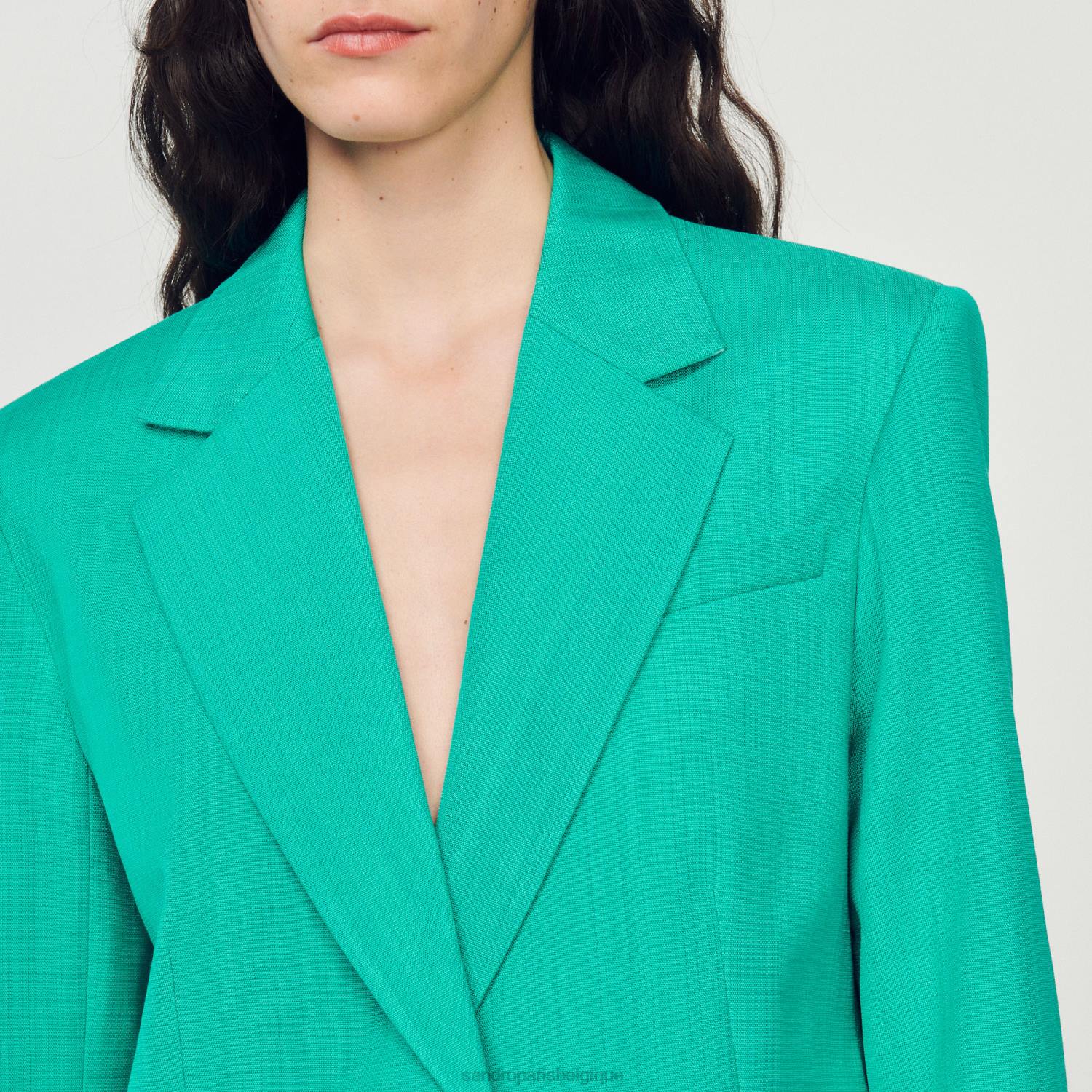 vêtements Sandro Paris veste sur mesure vert emeuraude femmes XLXD425