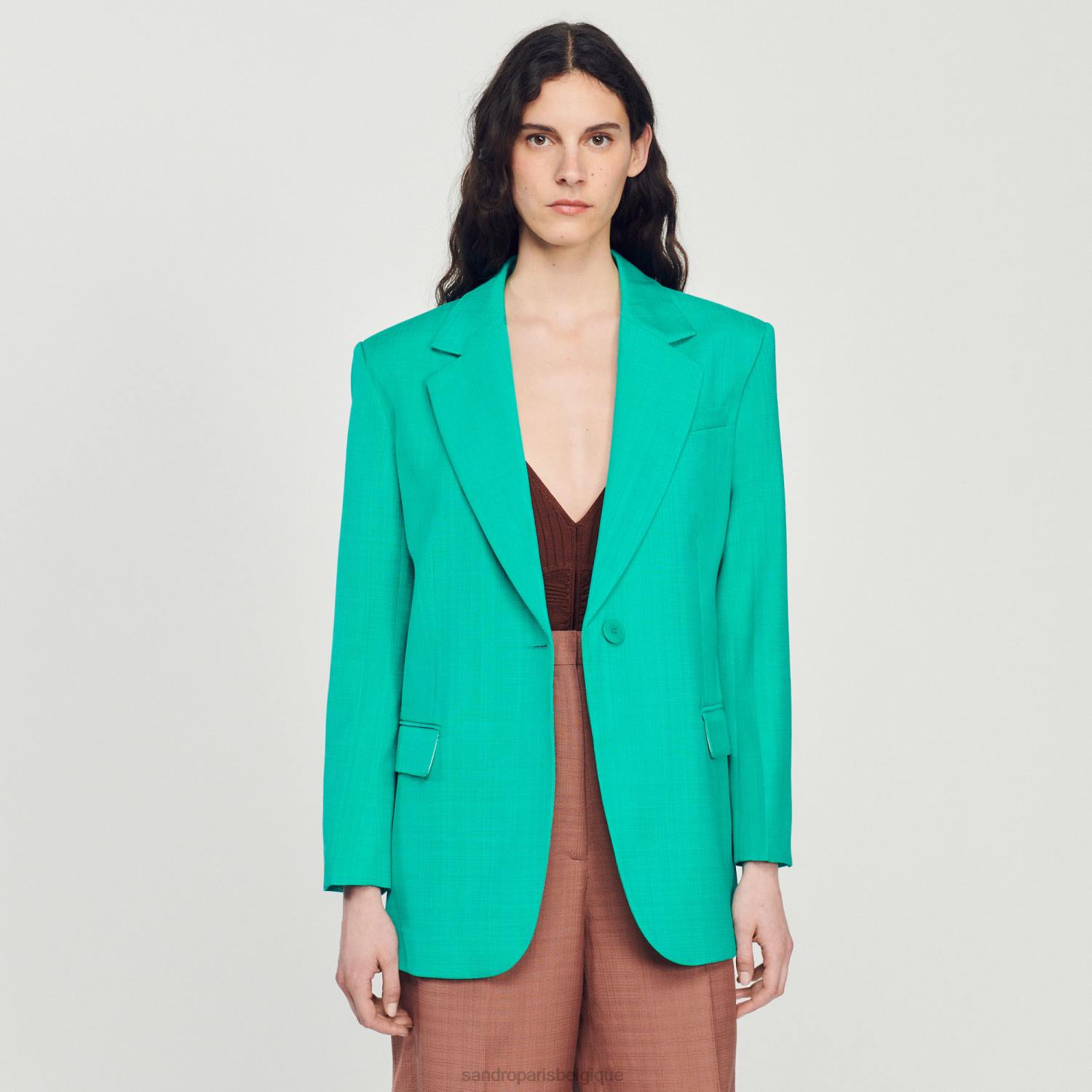 vêtements Sandro Paris veste sur mesure vert emeuraude femmes XLXD425