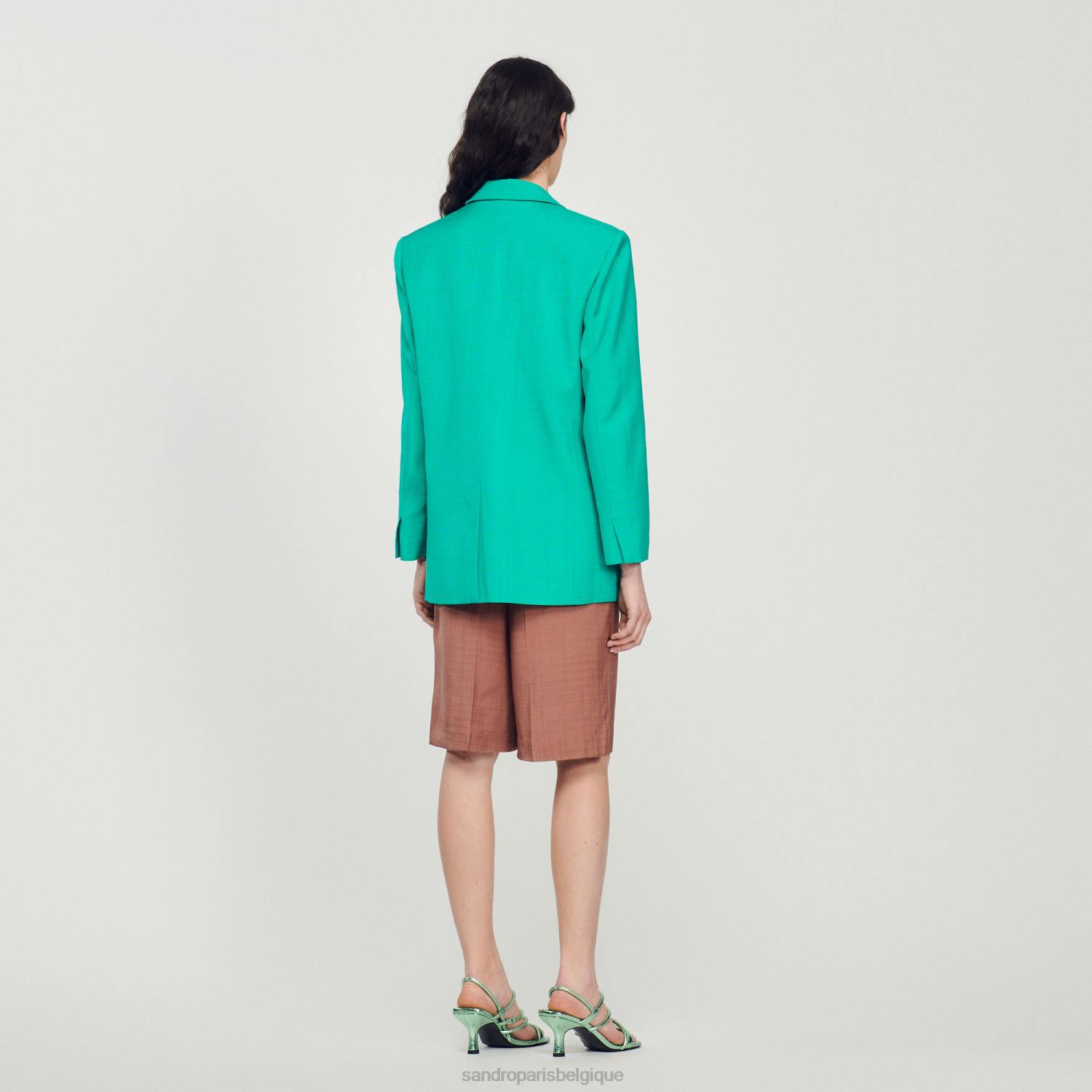 vêtements Sandro Paris veste sur mesure vert emeuraude femmes XLXD425