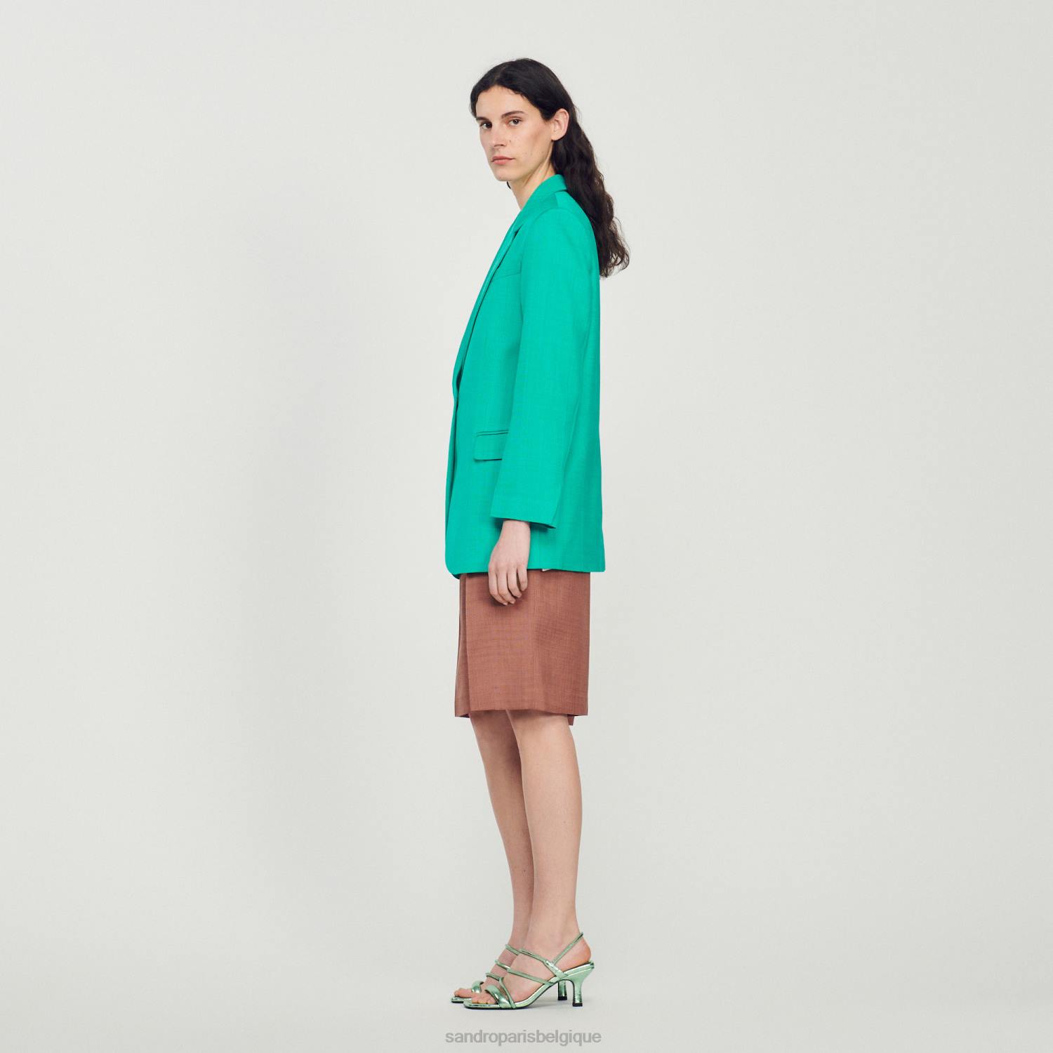 vêtements Sandro Paris veste sur mesure vert emeuraude femmes XLXD425