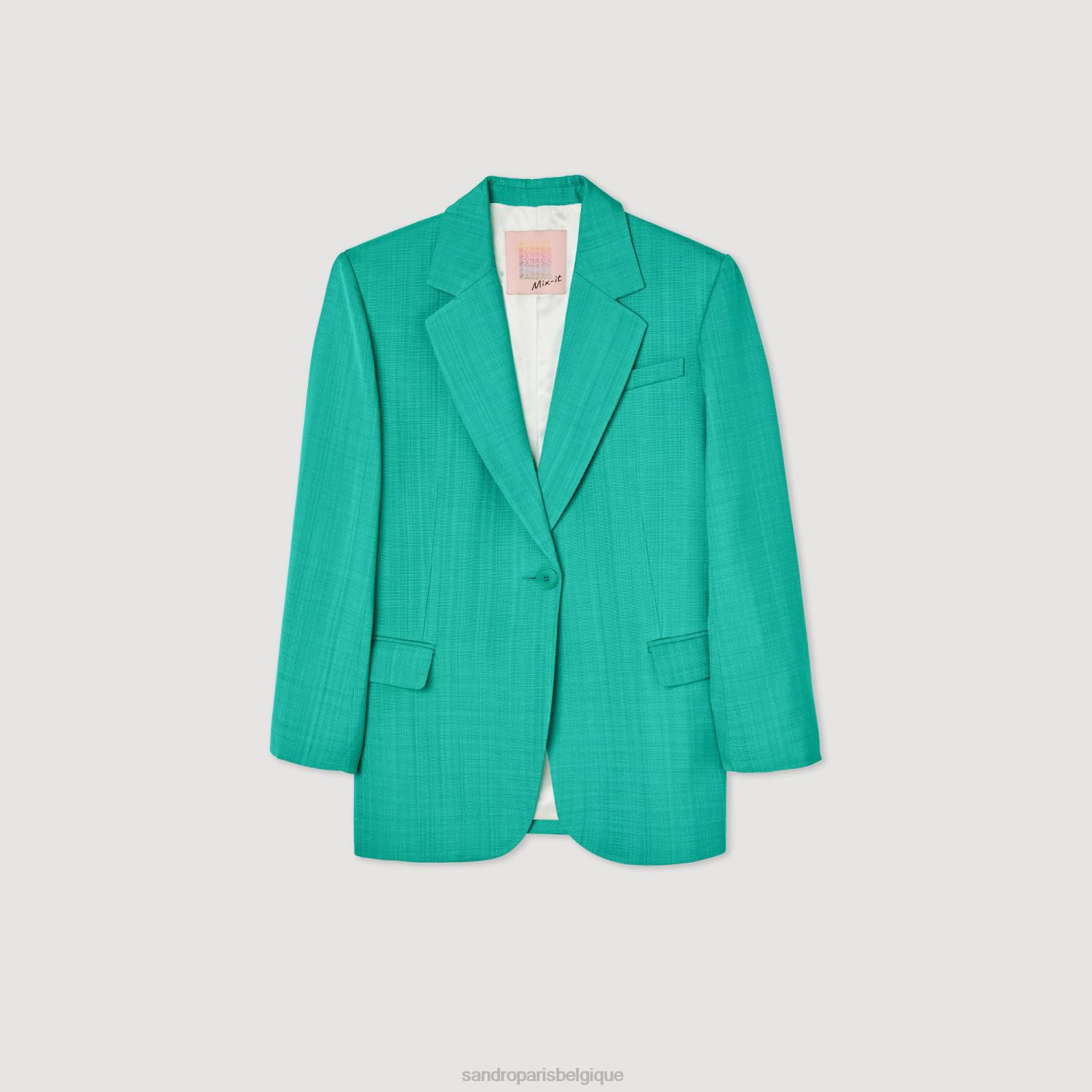 vêtements Sandro Paris veste sur mesure vert emeuraude femmes XLXD425